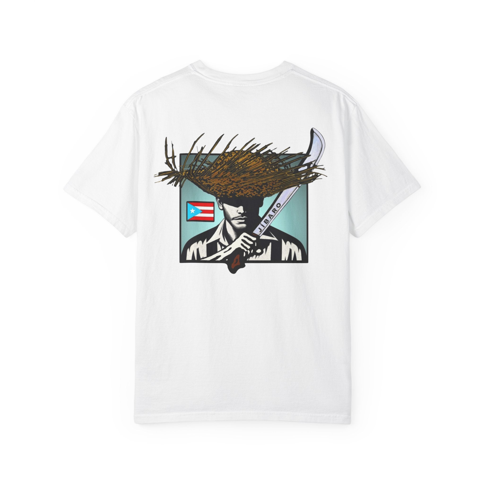 T-Shirt  "Jíbaro" Puerto Rican Heritage Tee (Back Machete  Sombrero de Paja Design) Puerto Rico’s Navidades