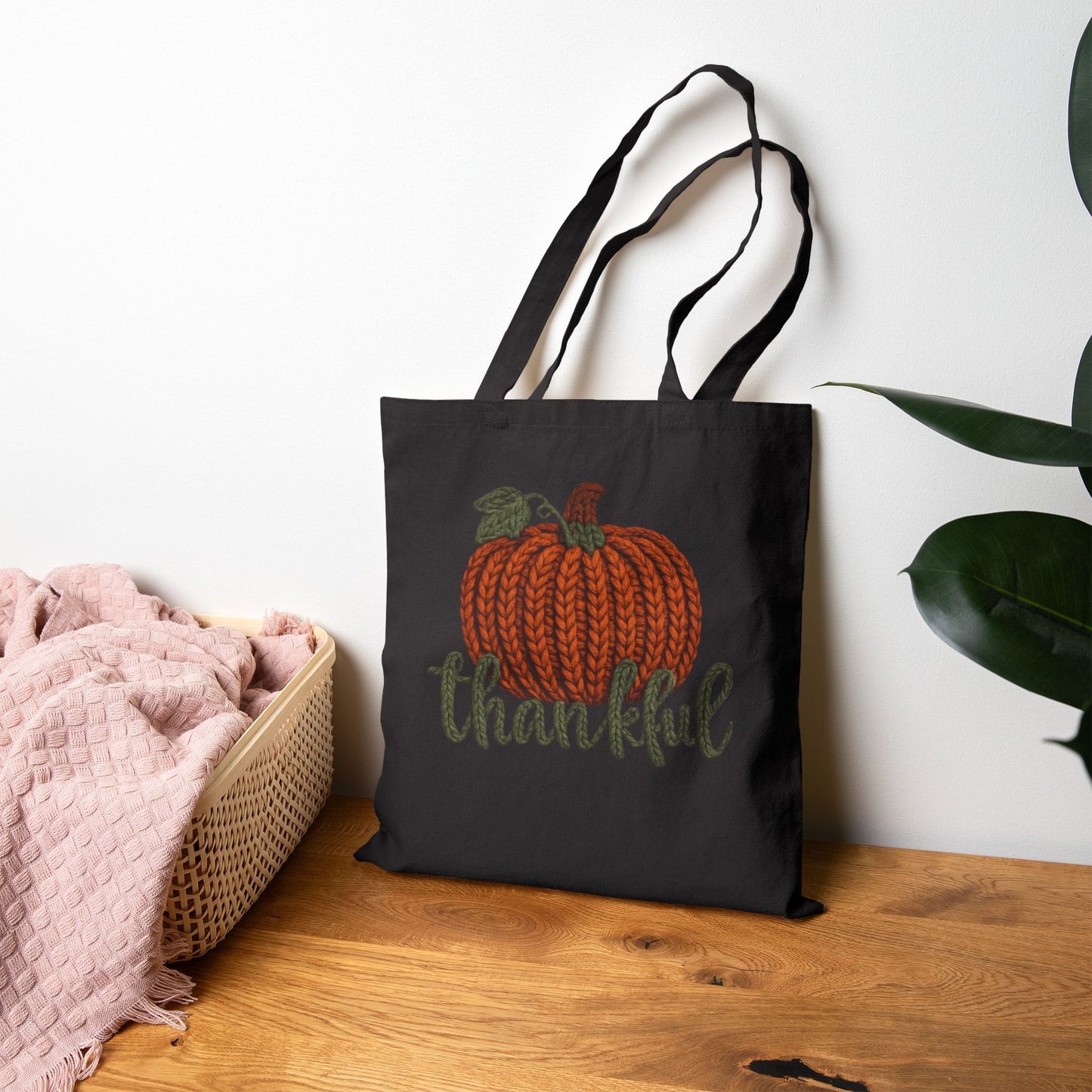 Thankful Pumpkin Tote Bag Christmas Tote Bag  Festive Holiday Design