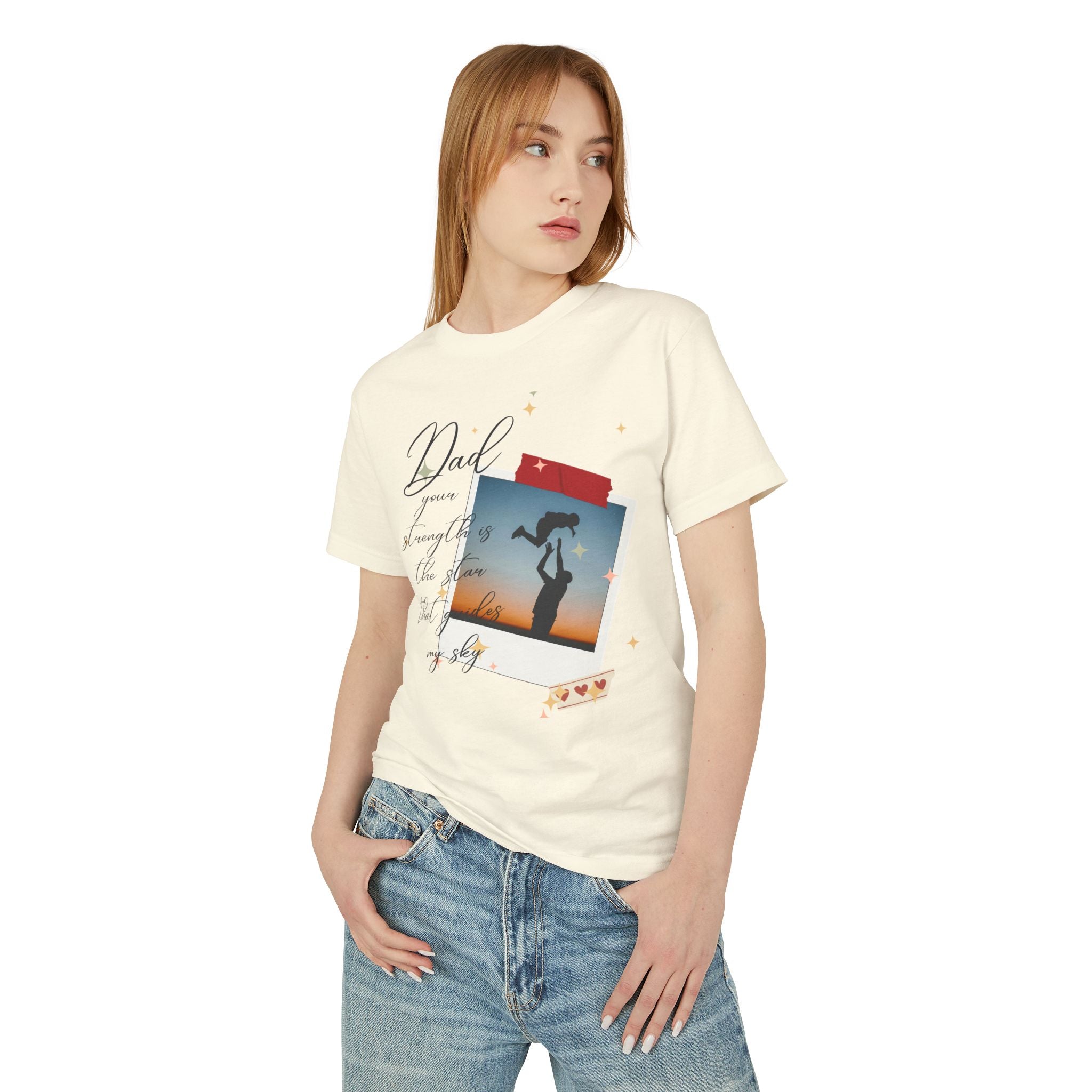 Dad & Daughter Sunset Photo Tee — "Dad, you're stronger than the storm"