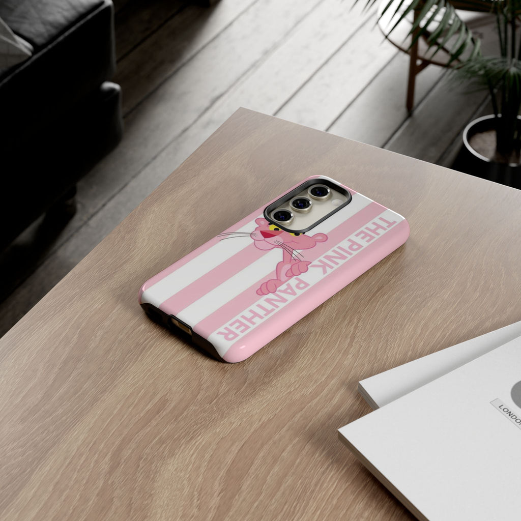 Pink Panther Tough Case Retro Striped Phone Case with "The Pink Panther" Design