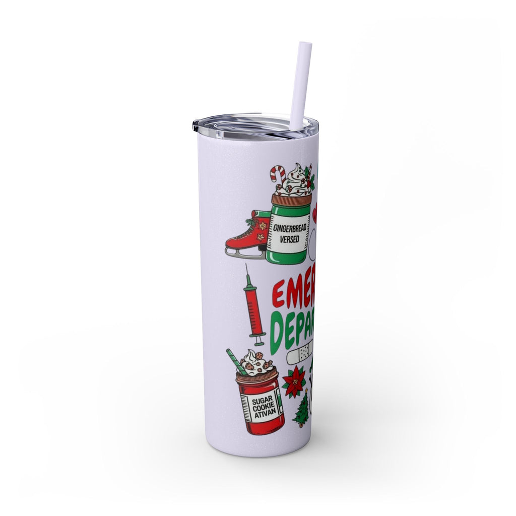 Emergency Department Nurse Christmas Skinny Tumbler - 20oz Holiday Medical Travel Cup with Straw Medical Christmas Mug