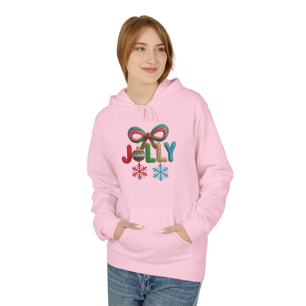Jolly Candy Cane Holiday Hoodie — "JOLLY" Festive Sweatshirt
