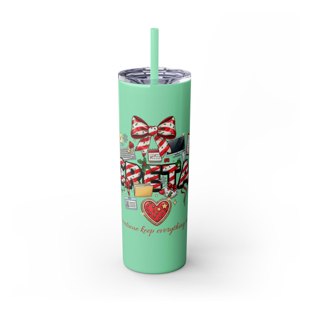 Christmas mug for the office team who keeps everything running smoothly. Candy Cane Christmas Office Secret Santa Design, 20oz with Straw