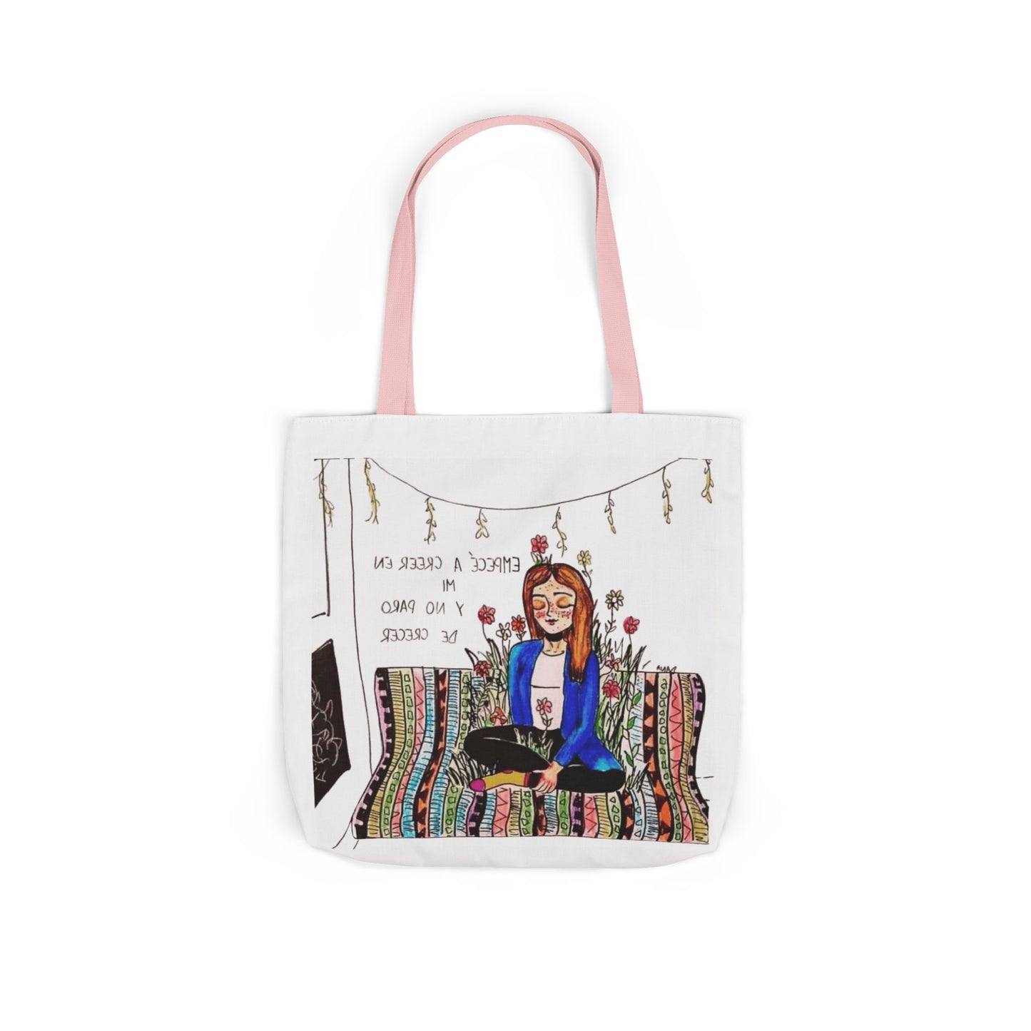 Lleva inspiración contigo a donde vayas Bohemian Style Canvas Tote Bag, Inspirational Art, Ideal for Gifts, Eco-Friendly Shopping, Beach Days, Travel Adventures