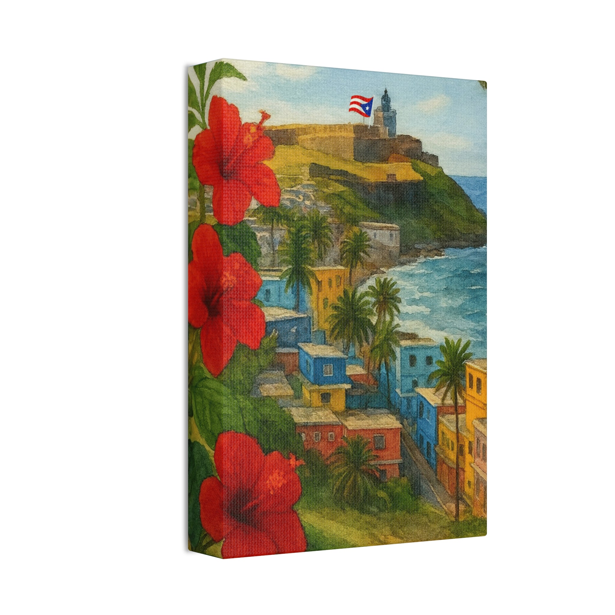 Puerto Rico Coastal Canvas Print — Old San Juan Seaside Wall Art (Stretched 1.5")