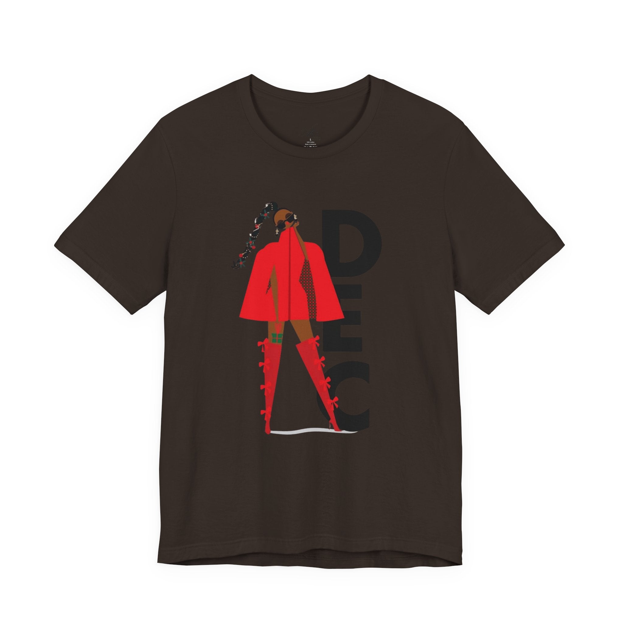 December Fashion Tee  Red Coat Model Graphic Shirt