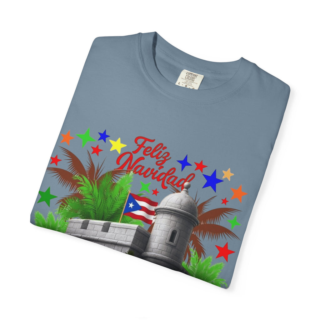 Feliz Navidad Puerto Rico T-Shirt  Castillo & Coquí Holiday Tee Puerto Rico Navidades