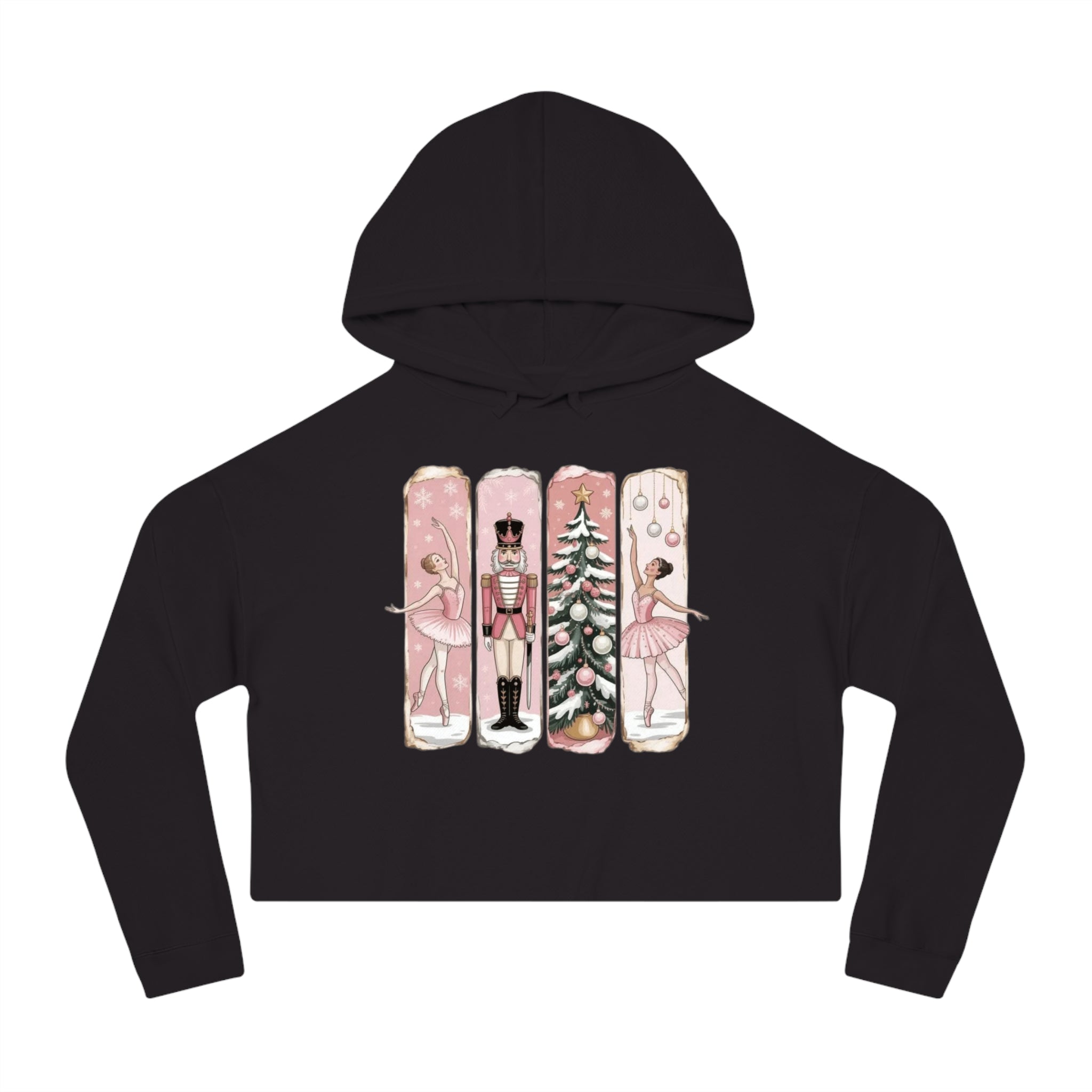 Nutcracker Ballerina Cropped Hoodie  Holiday Dance Sweater Cartoon Christmas T-shirts and Sweaters