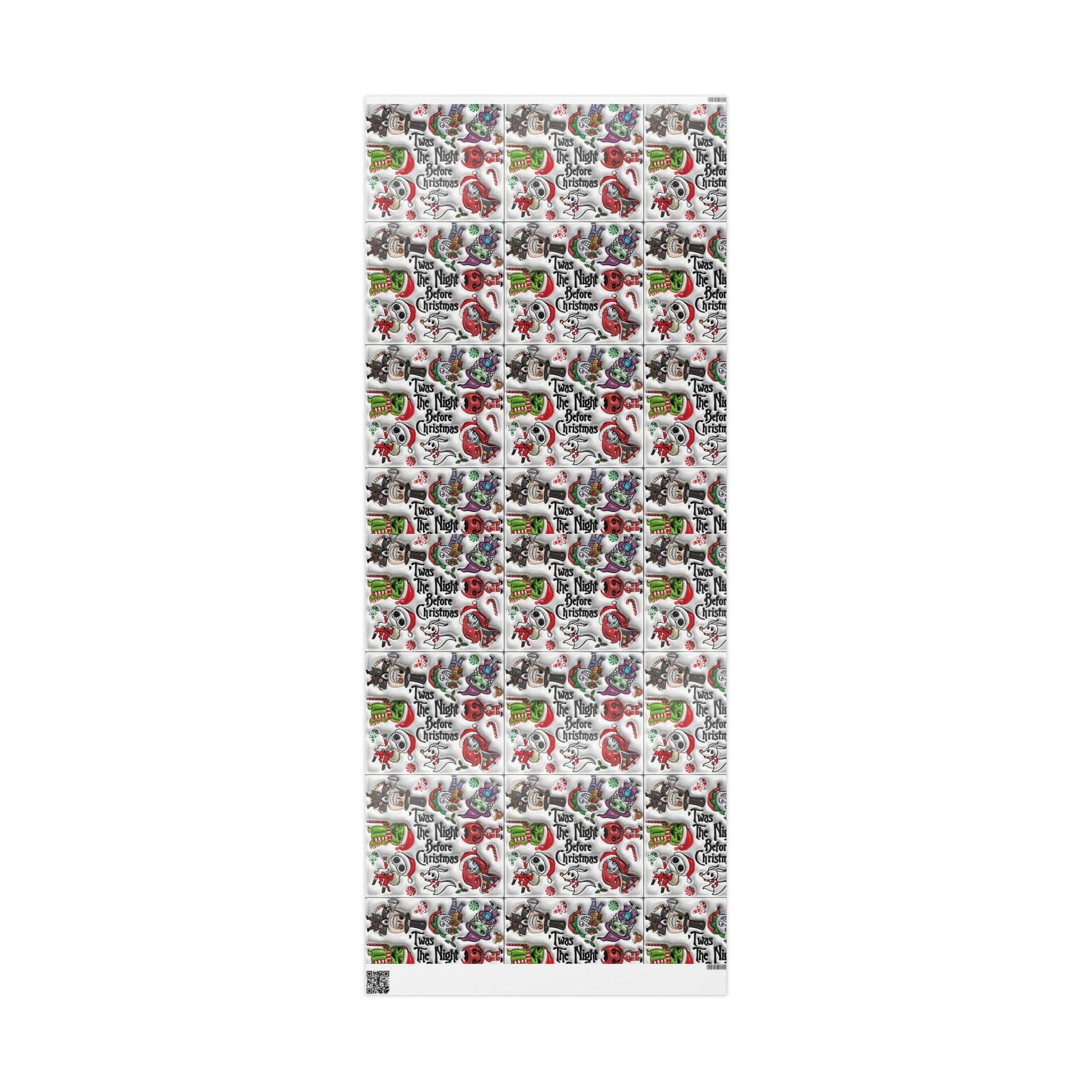 Christmas Character Wrapping Paper Roll — Cute Festive Santa & Skeleton Gift Wrap Whimsical Holiday Gift Wrap