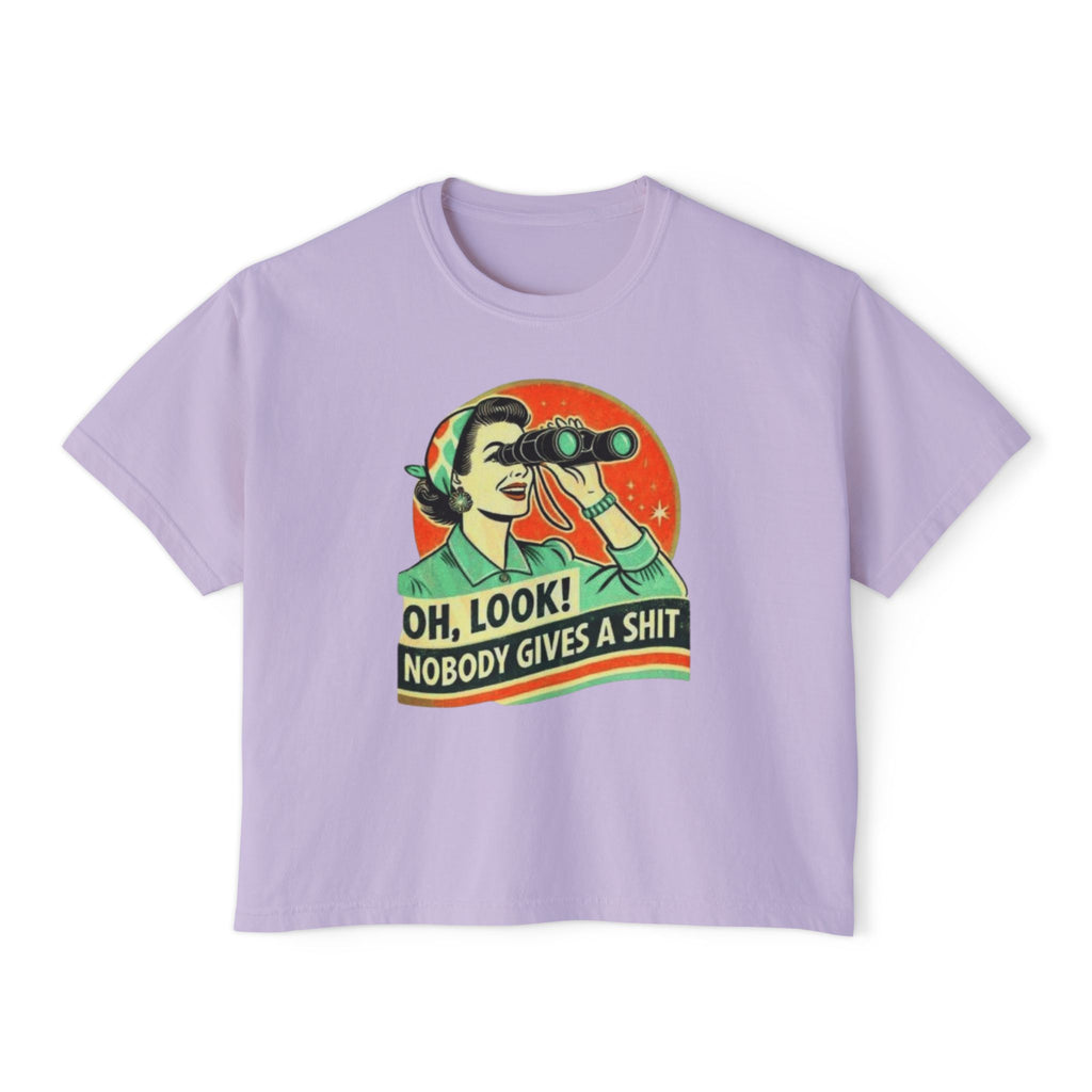 Graphic Tee — "Oh, Look! Nobody Gives a Shit" Retro Binoculars Design