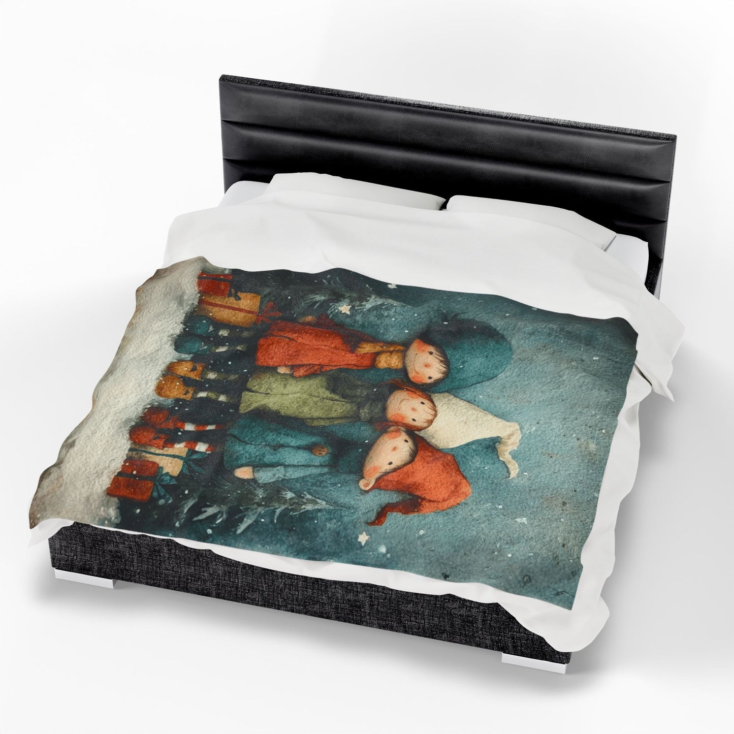 Christmas Elf Trio Velveteen Plush Blanket – Cozy Holiday Kids Throw