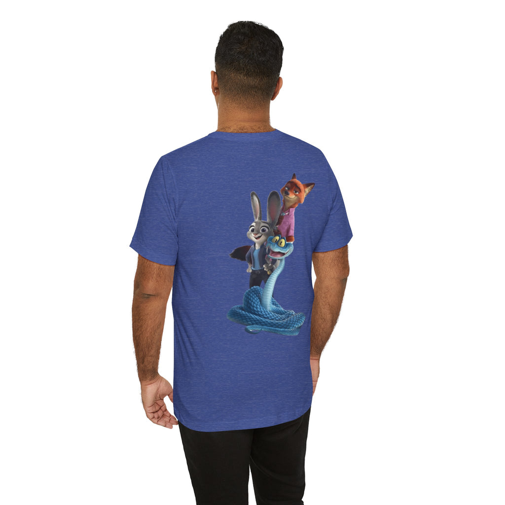 Animated Character Tee — Cute Fox & Bunny Stack Graphic T-Shirt  cartoon-style Christmas artwork
