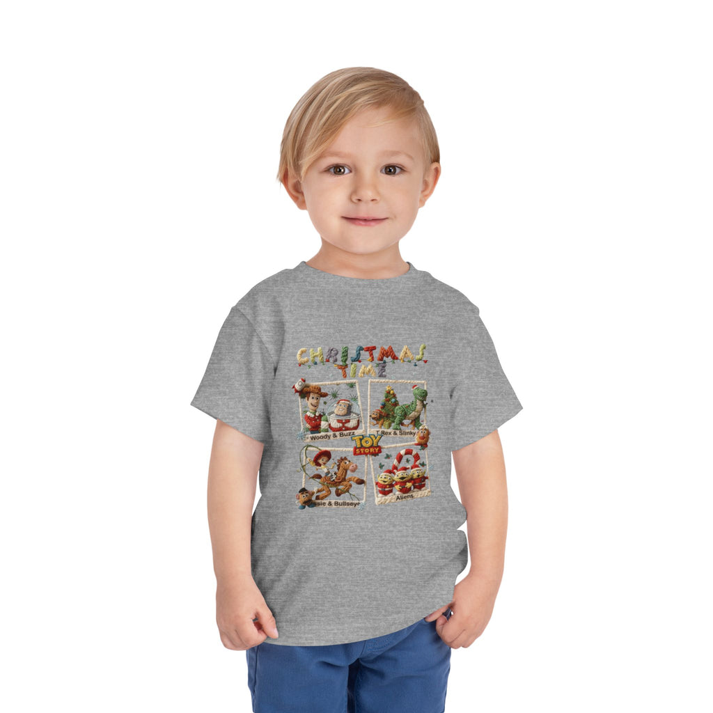 Christmas Time Toddler Tee  Cute Holiday Toy & Santa Print