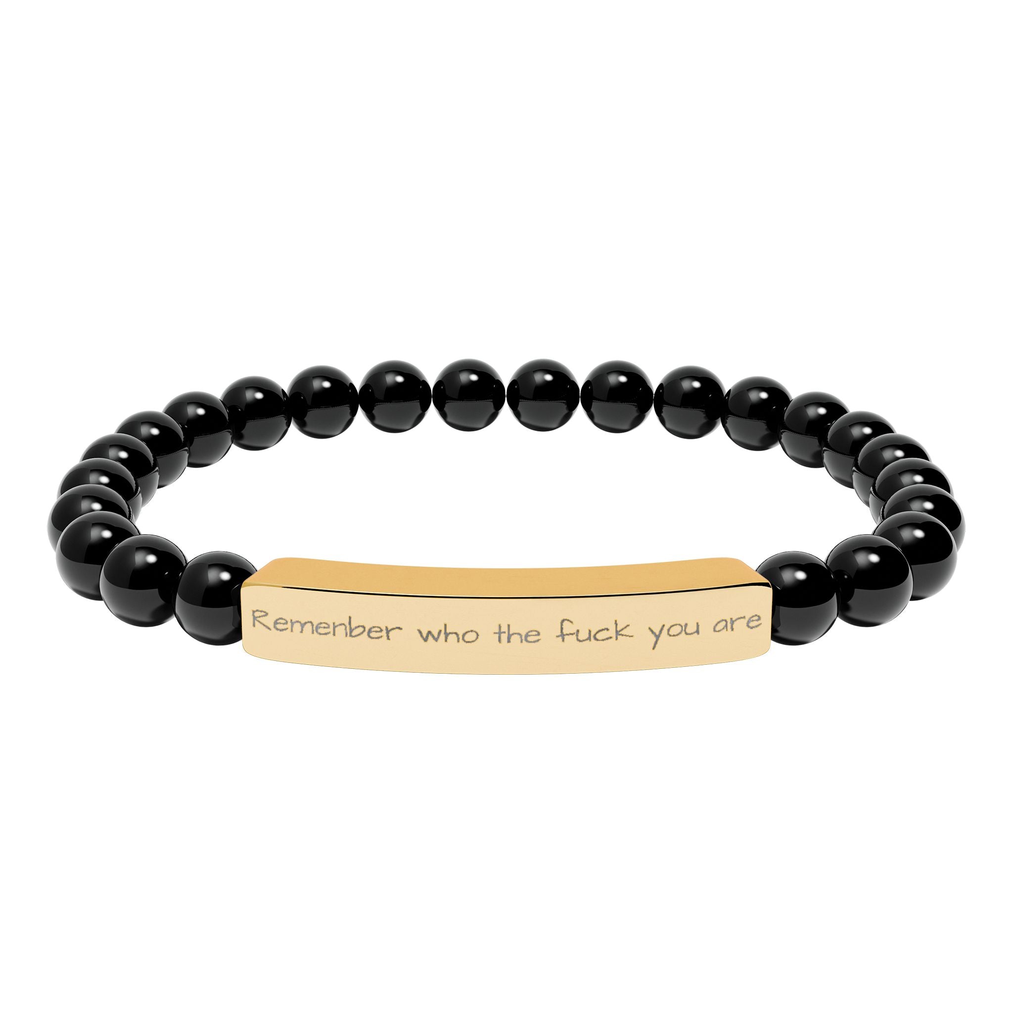 Remenber who you are Engraved Natural Stone Stretch Bracelet – Personalized Bar Bead Bracelet