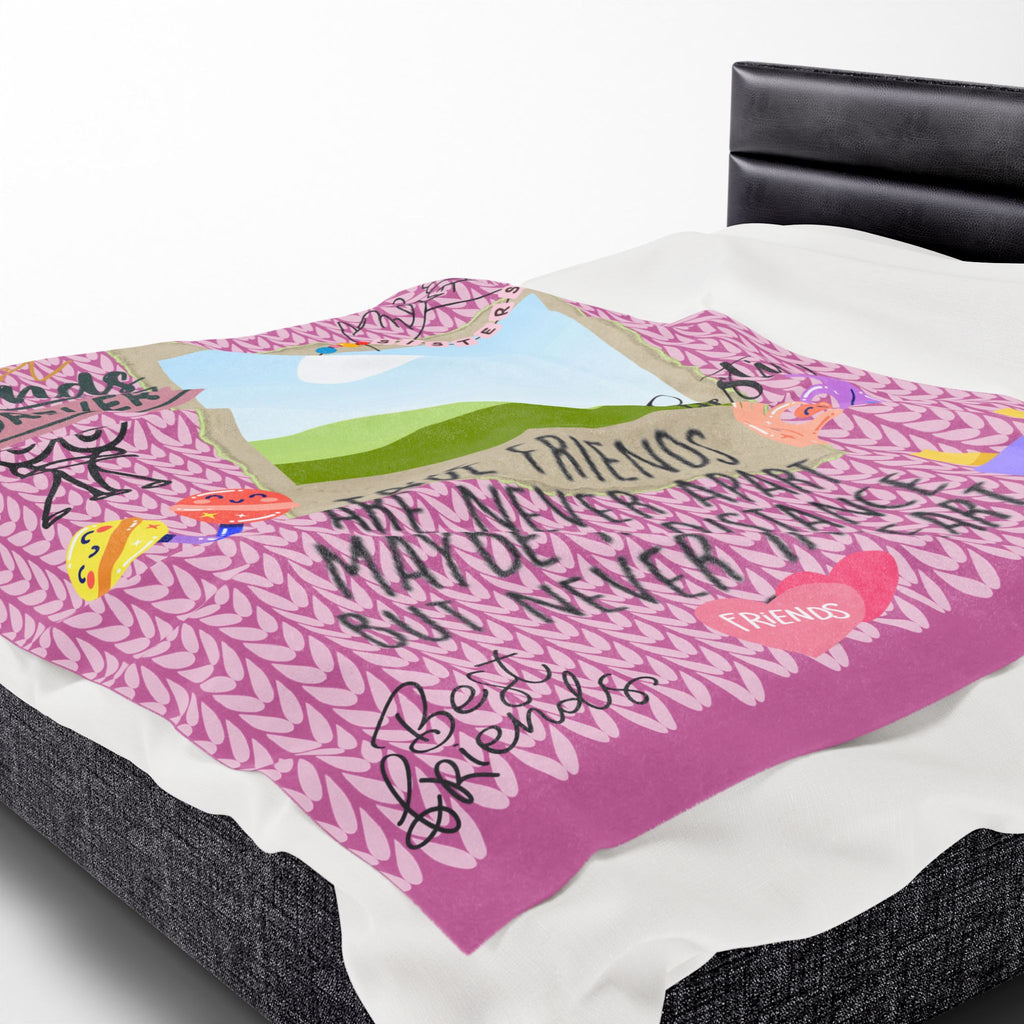 Friends Forever Velveteen Plush Blanket – "True Friends Are Never Apart" Cozy Keepsake for Besties