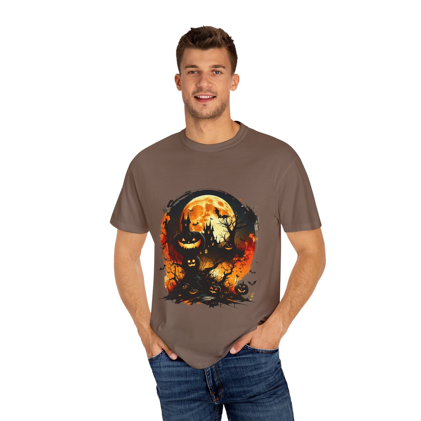 Halloween Moon Graphic T-shirt, Unisex Spooky Shirt, Fall Outfit, October Fest Tee, Halloween Party Wear, Trick or Treat T-shirt