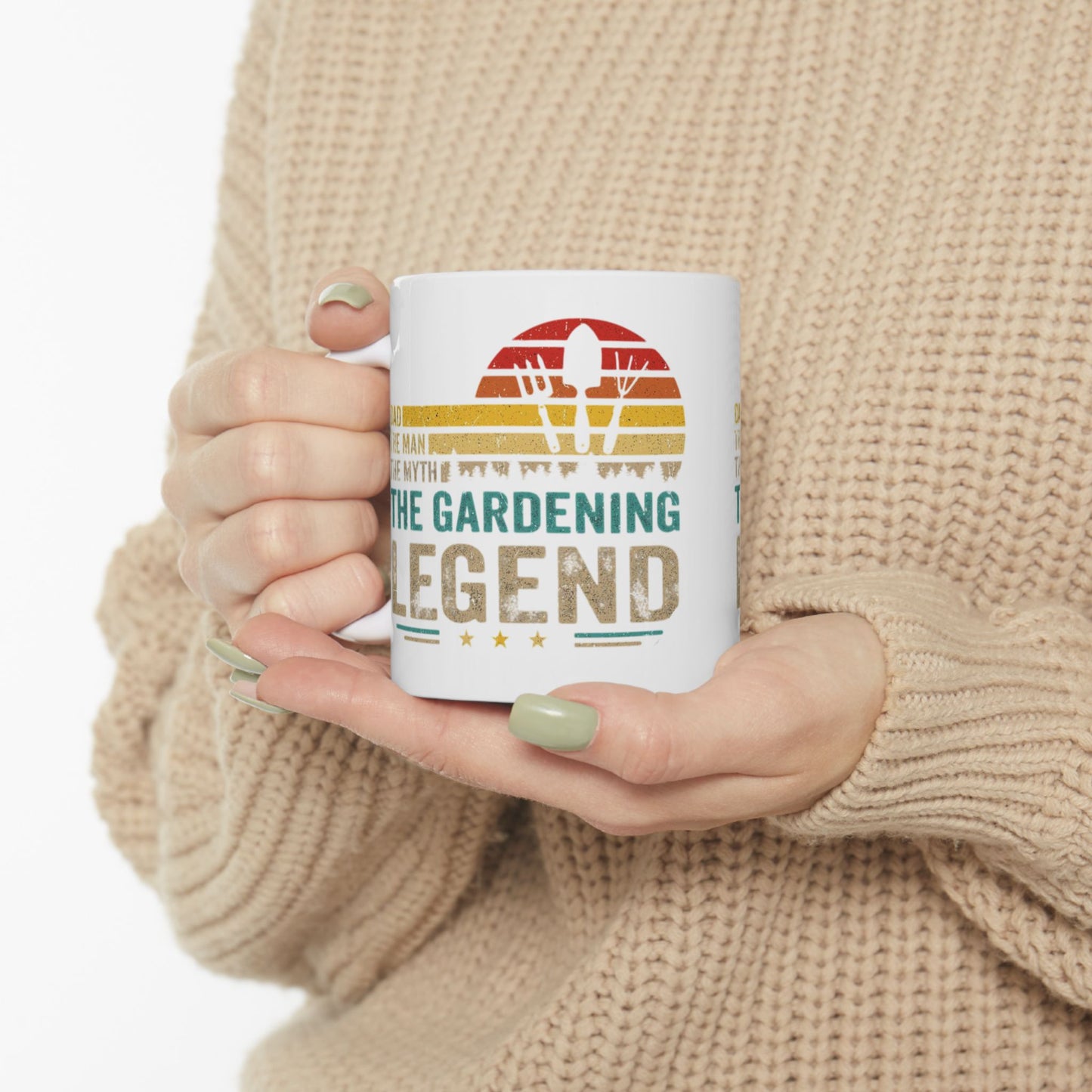Gardening Legend Ceramic Mug for Dads, Funny Gift for Gardeners, 11oz 15oz Mug, Unique Fathers Day Present, Colorful Coffee Cup