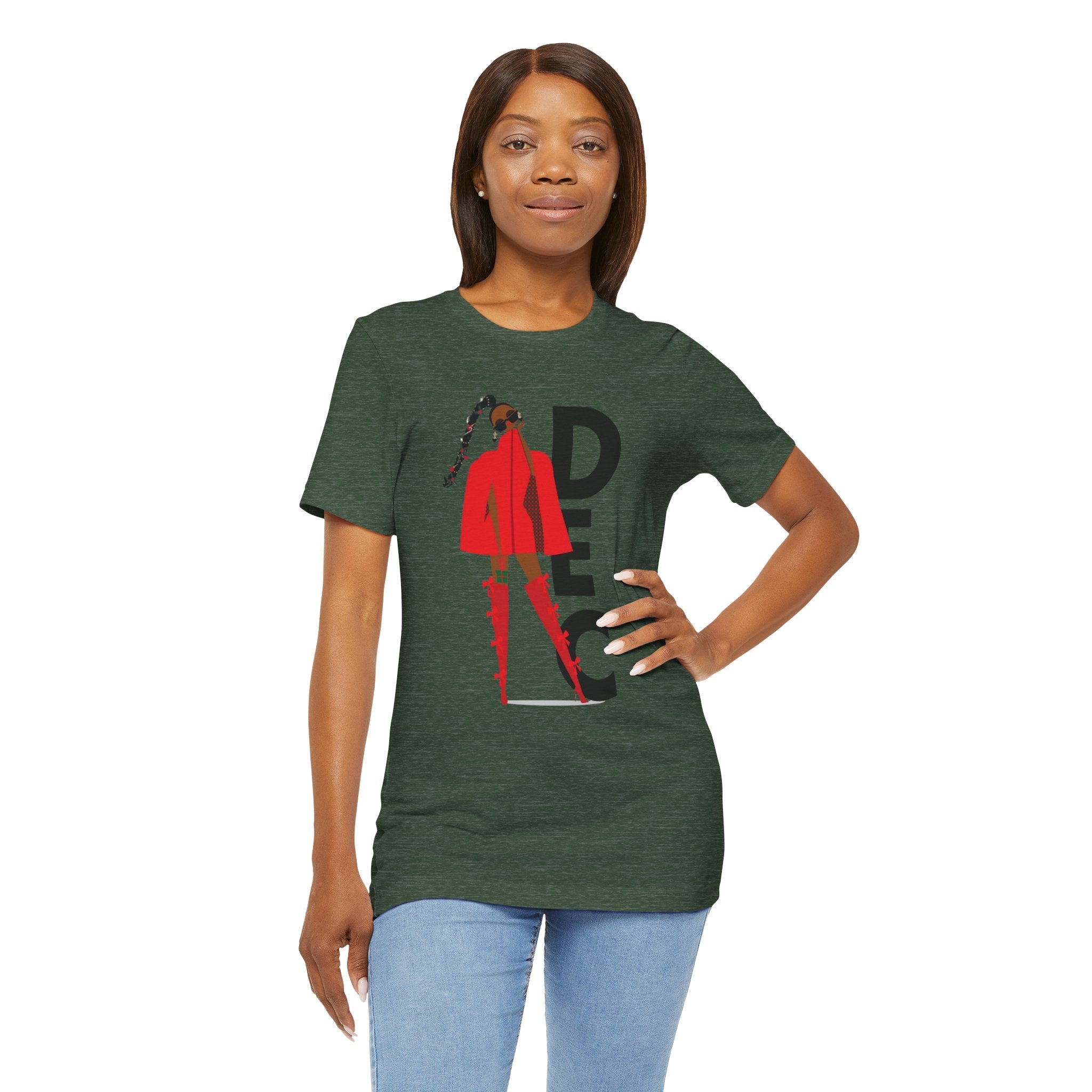 December Fashion Tee  Red Coat Model Graphic Shirt