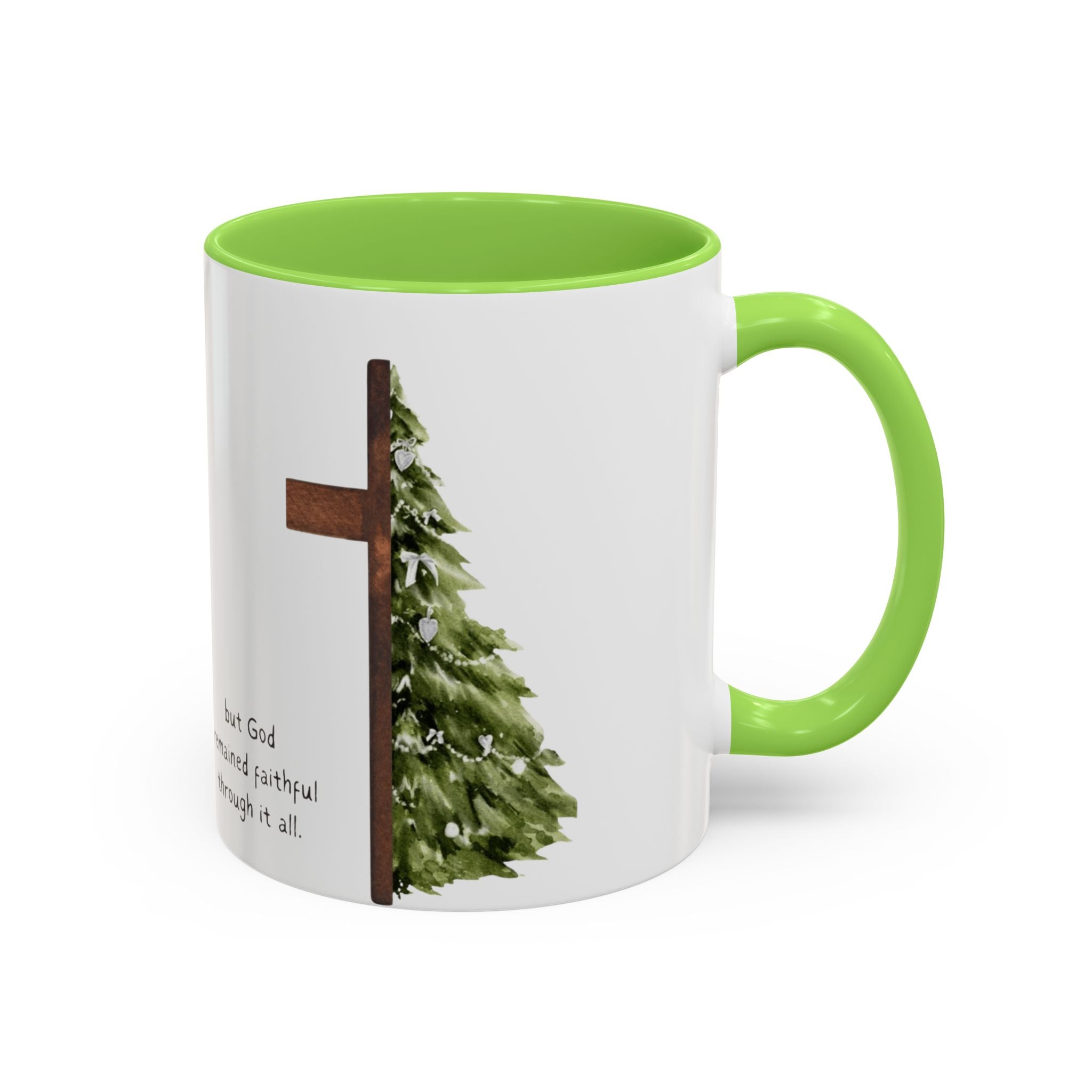 Christian Cross & Pine Tree Mug — Faith Reminder Coffee Cup (11oz/15oz)