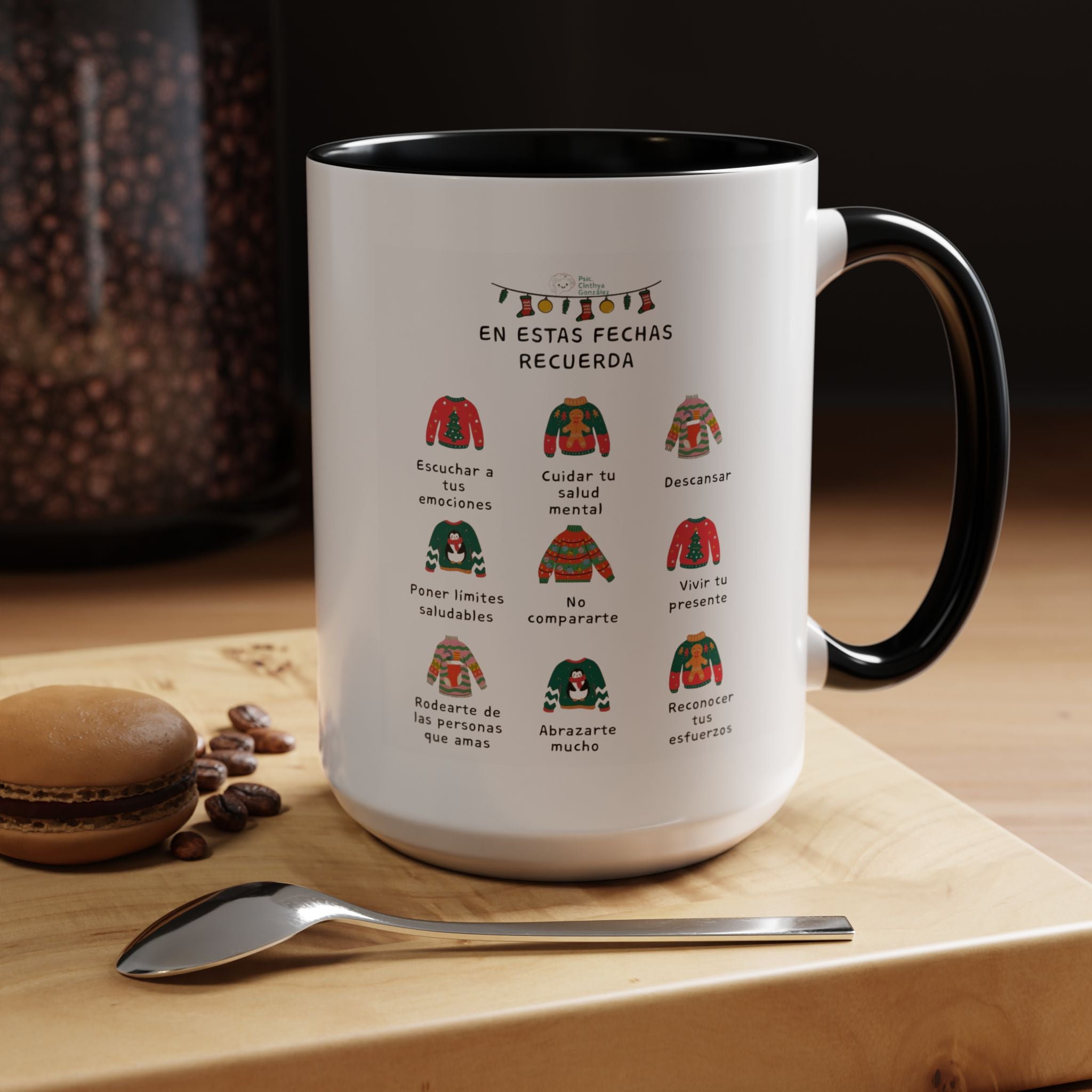 Coffee Mug — 'En Estas Fechas Recuerda' Holiday Sweater Reminder Accent Mug (11/15oz)