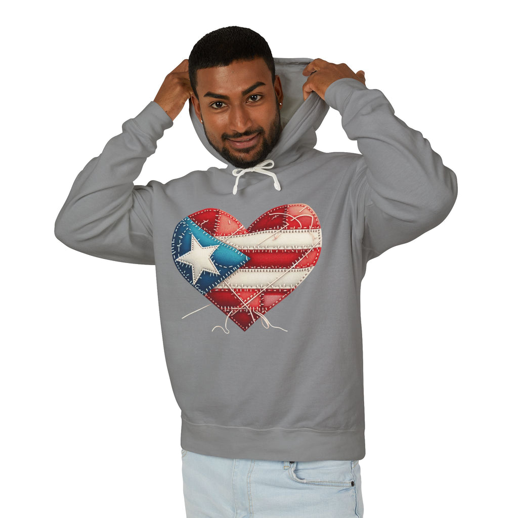 Puerto Rico Heart Flag Hoodie  "Jíbaro" Back Graphic