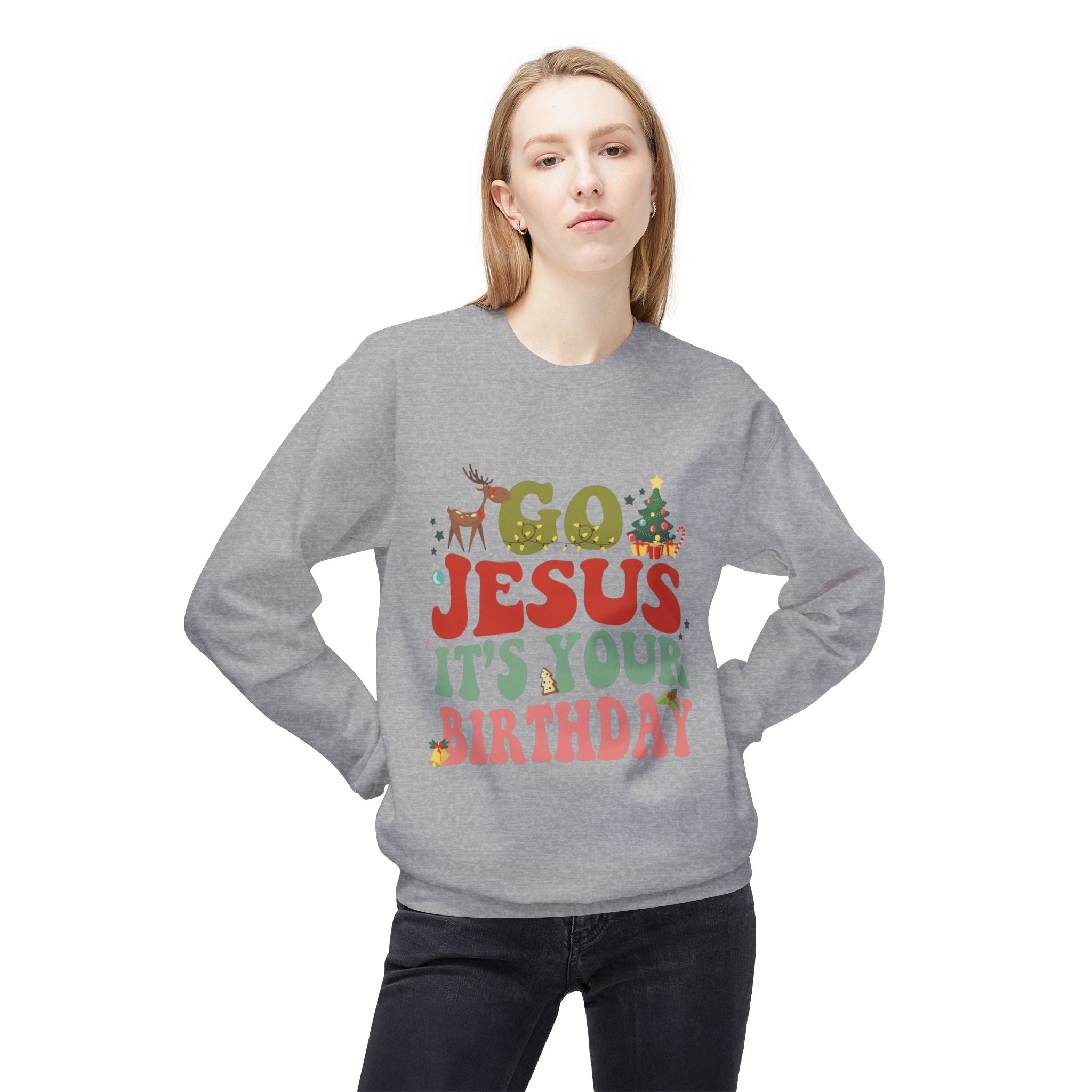 Festive Holiday Designs Go Jesus It’s Your Birthday Christmas Sweatshirt