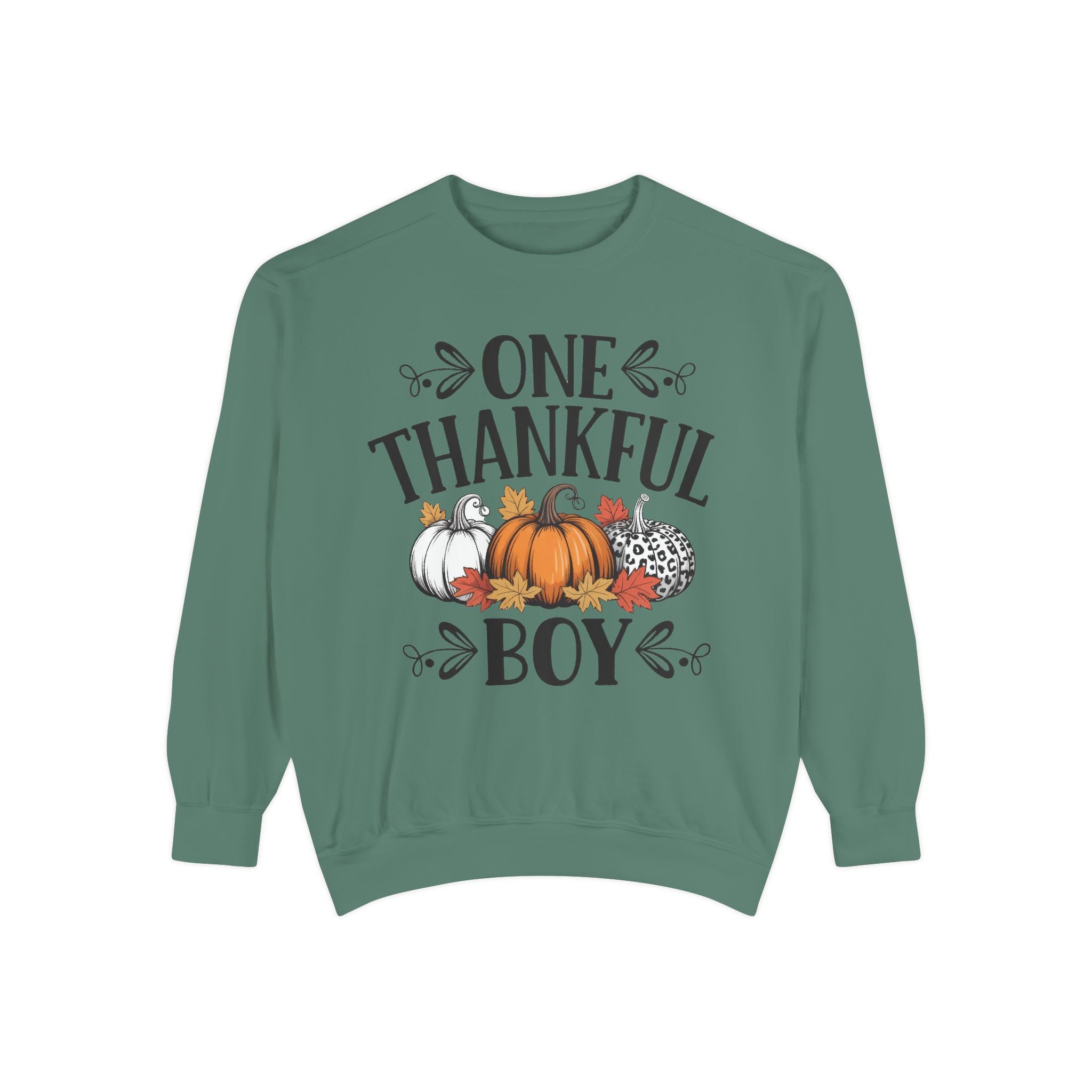 Thankful Boy Sweatshirt  Fall Pumpkin Thanksgiving Crewneck Fall T-Shirts and Sweatshirts Collection
