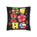 Holiday HOHO Pillow Cover  Puerto Rico Ornament, Hibiscus & Coquito Christmas Throw Pillowcase