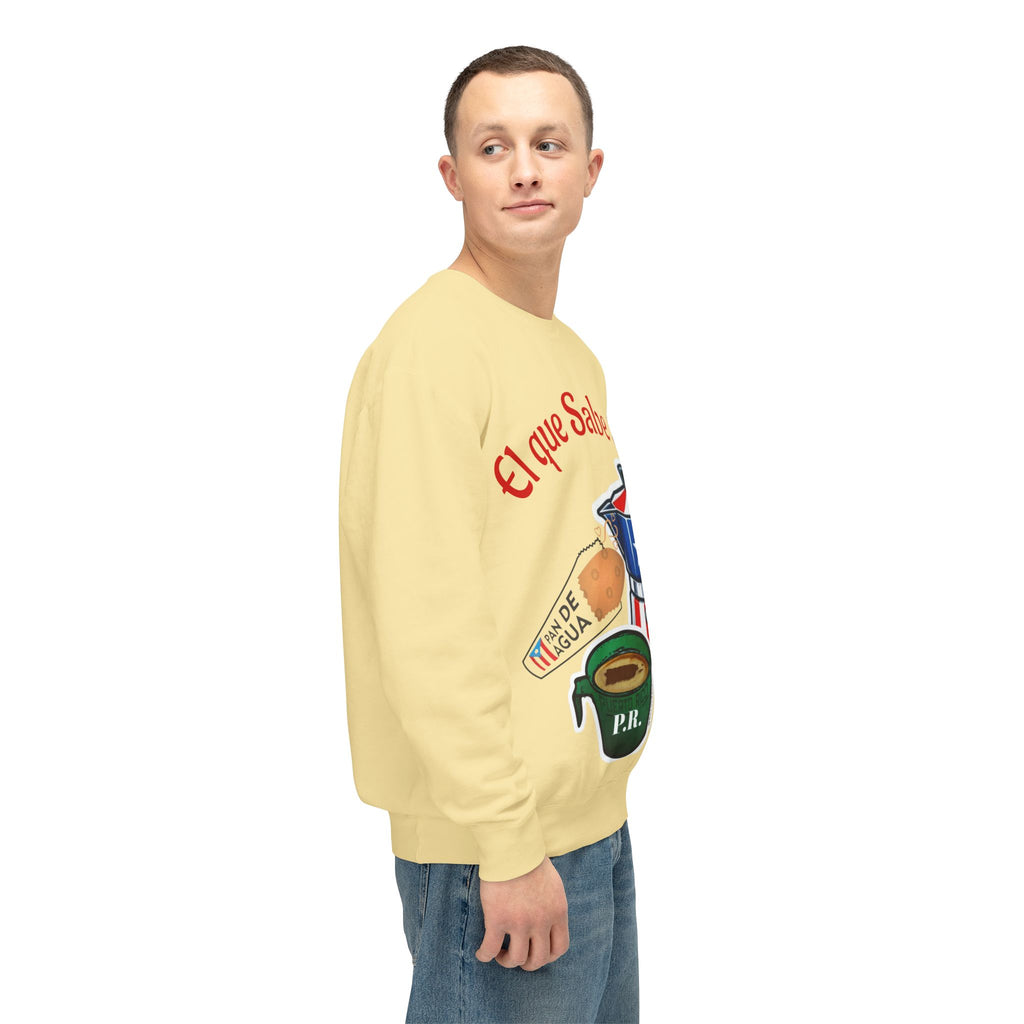 Crewneck Sweatshirt — "El que Sabe Sabe" Puerto Rico Coffee Design