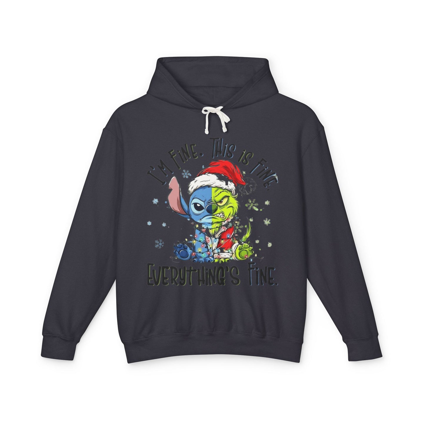 I'm Fine This Is Fine Hoodie  Funny Christmas Stitch Pullover Cartoon Christmas T-shirts and Sweaters