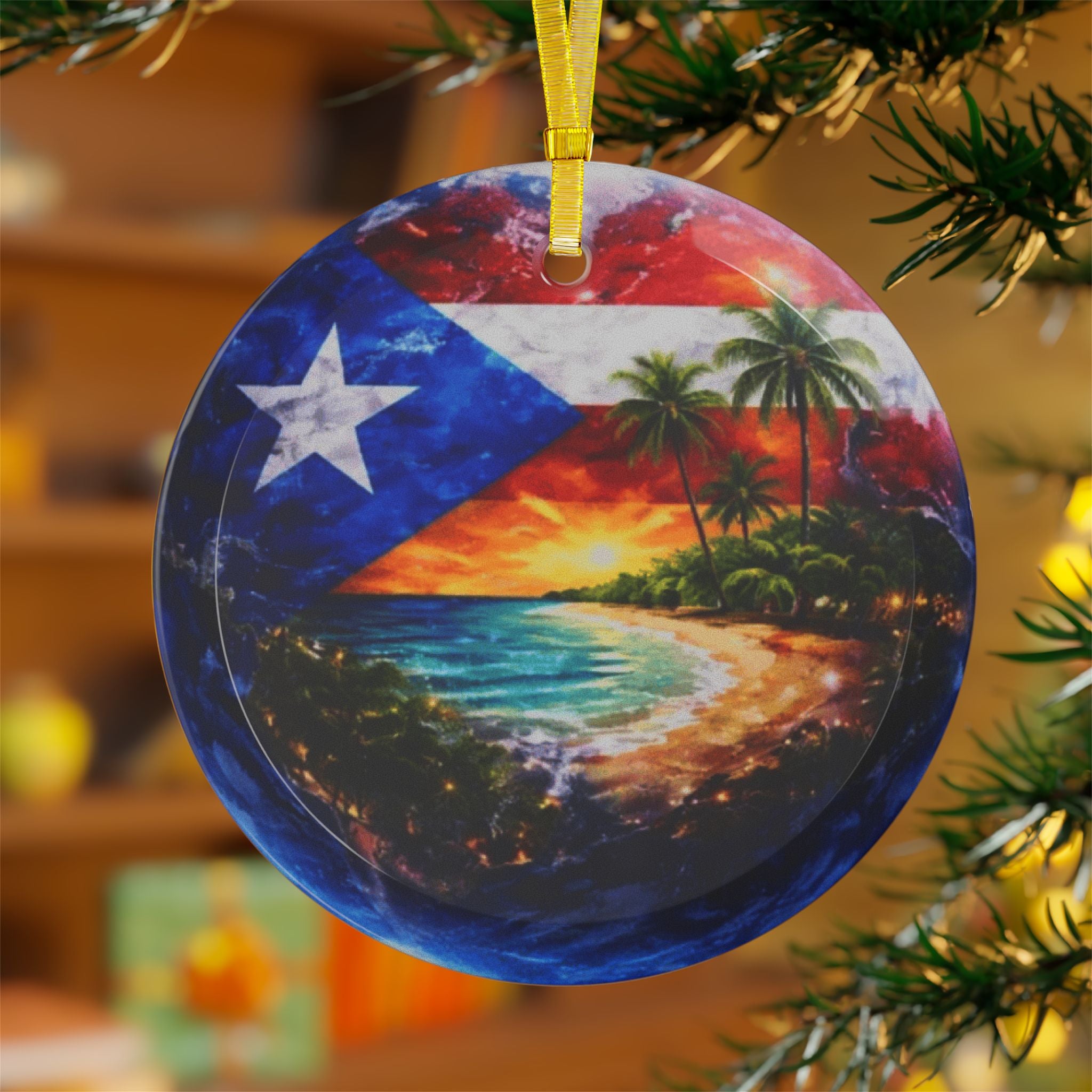 Boricua Pride Glass Ornament – Puerto Rico Island Decor Gift
