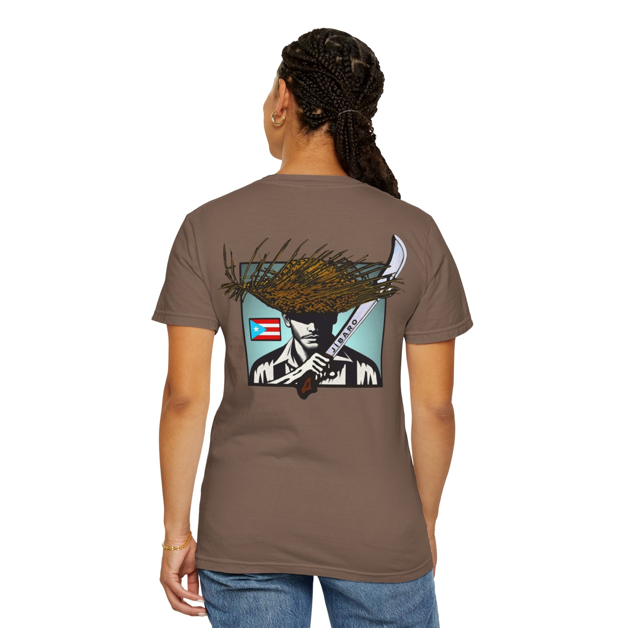 T-Shirt  "Jíbaro" Puerto Rican Heritage Tee (Back Machete  Sombrero de Paja Design) Puerto Rico’s Navidades