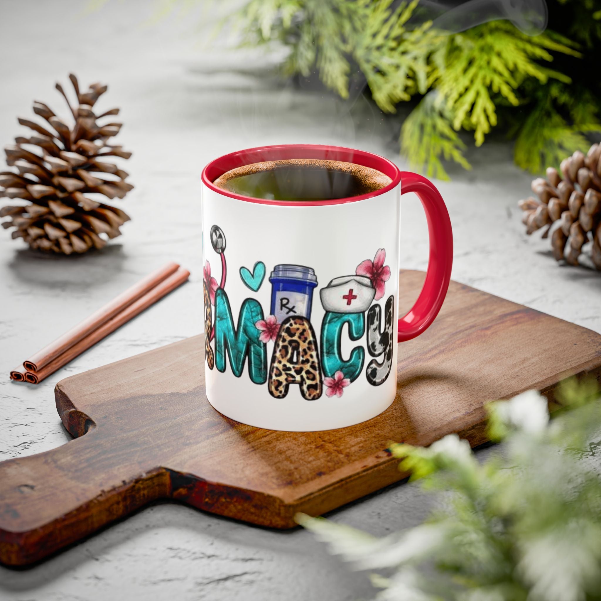 Pharmacy Nurse Coffee Mug — Cute Leopard & Teal Medical Design (11oz/15oz)Christmas mug for all healthcare heroes