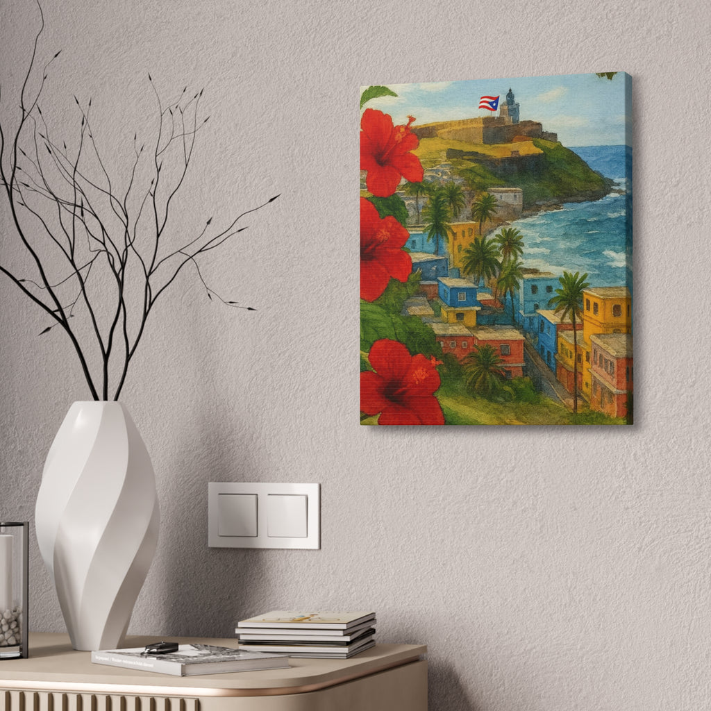 Puerto Rico Coastal Canvas Print — Old San Juan Seaside Wall Art (Stretched 1.5")