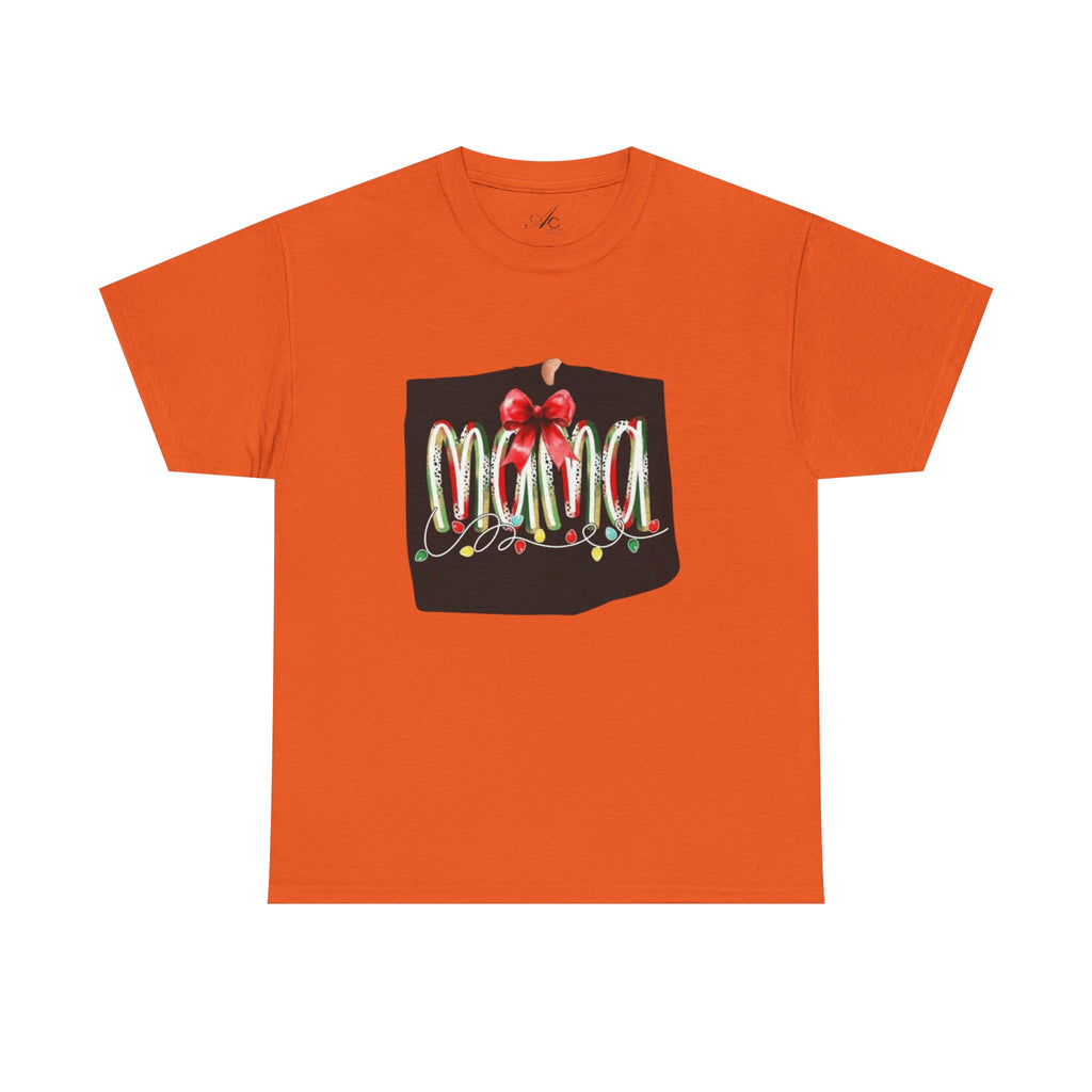 Festive Mama Tee, Cozy Holiday Shirt, Gift for Mom, Christmas T-Shirt, Unisex Cotton Tee