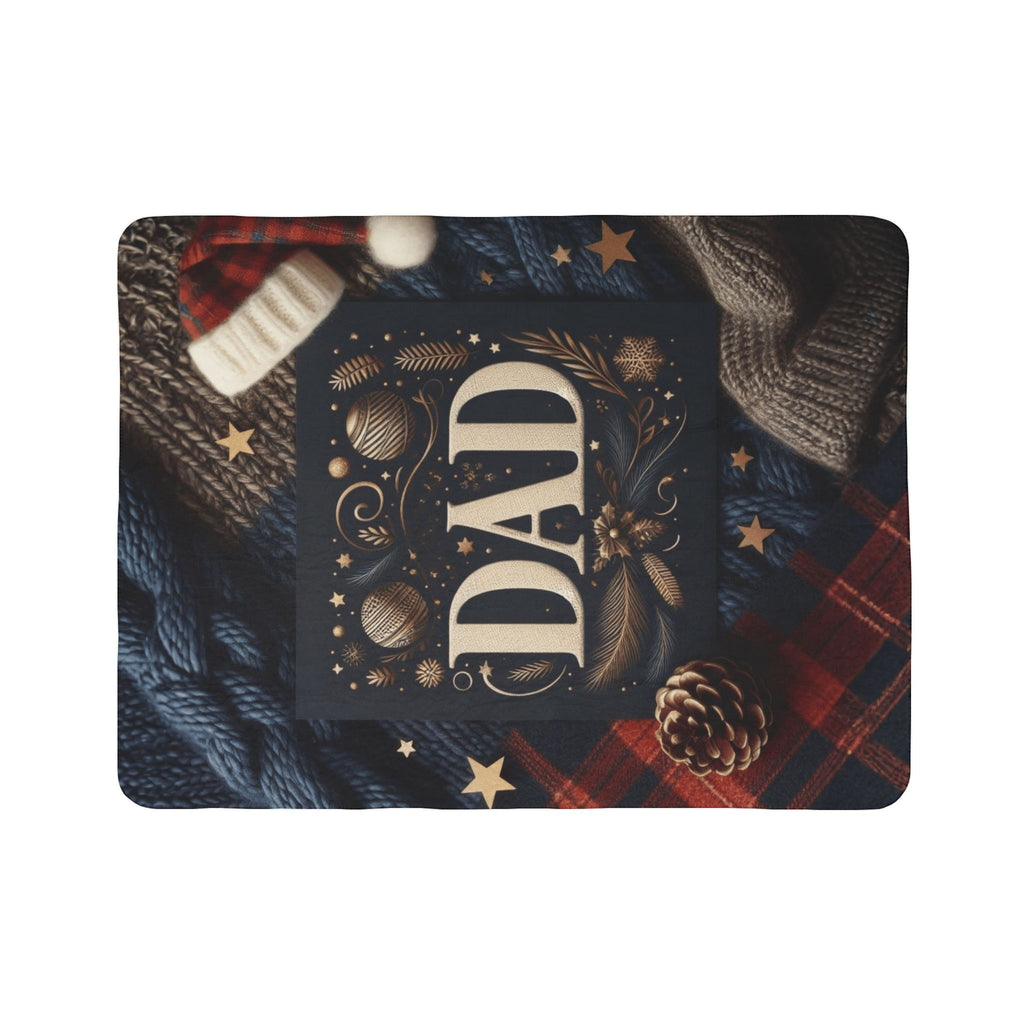 Dad Holiday Sherpa Blanket – Warm Cozy Fleece Throw for Christmas & Father’s Day Holiday Christmas Blanket,