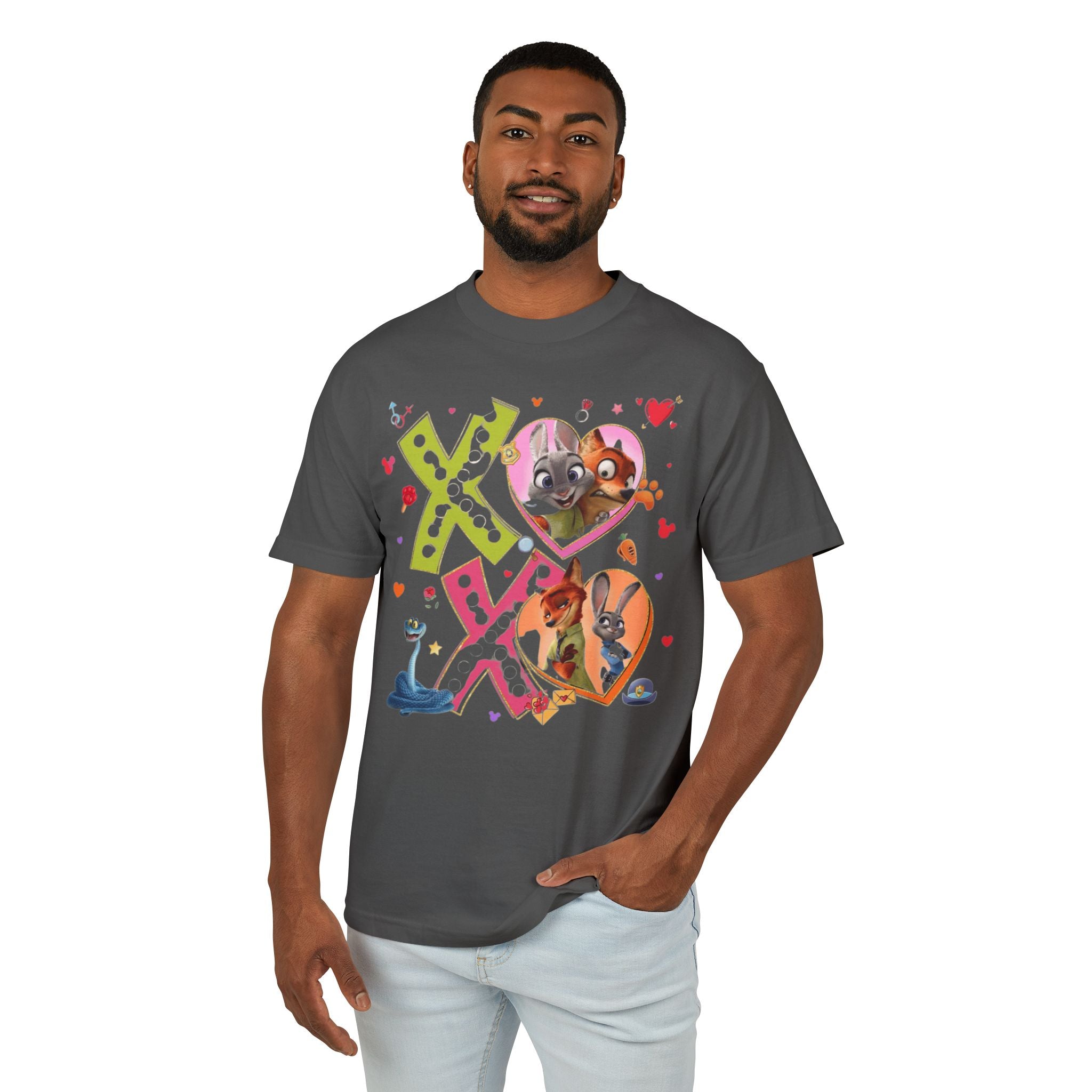 Valentine Cartoon Pets Tee  Cute Hearts & XOXO Graphic T-Shirt