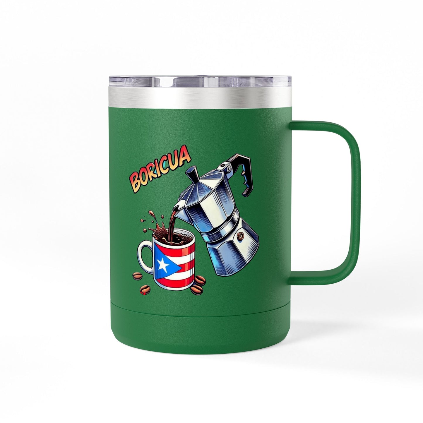 Puerto Rican Coffee Mug Tumbler, 15oz | Great Gift for Coffee Lovers, Unique Kitchen Decor, Perfect for Birthdays & Holidays