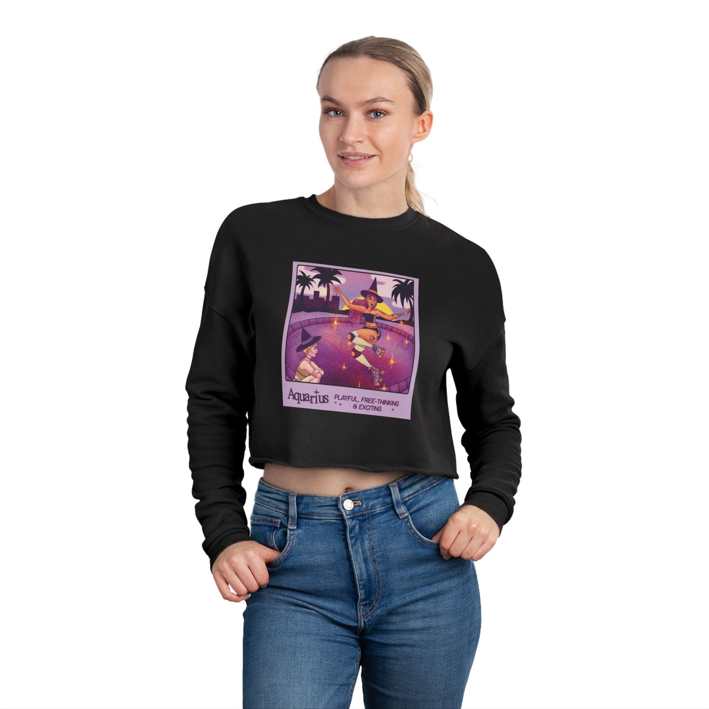 Spooky sweater Vintage-Inspired Women's Cropped Sweatshirt, Cozy Casual Wear, Unique Gift Idea, Trendy Fashion, Astrology Themed
