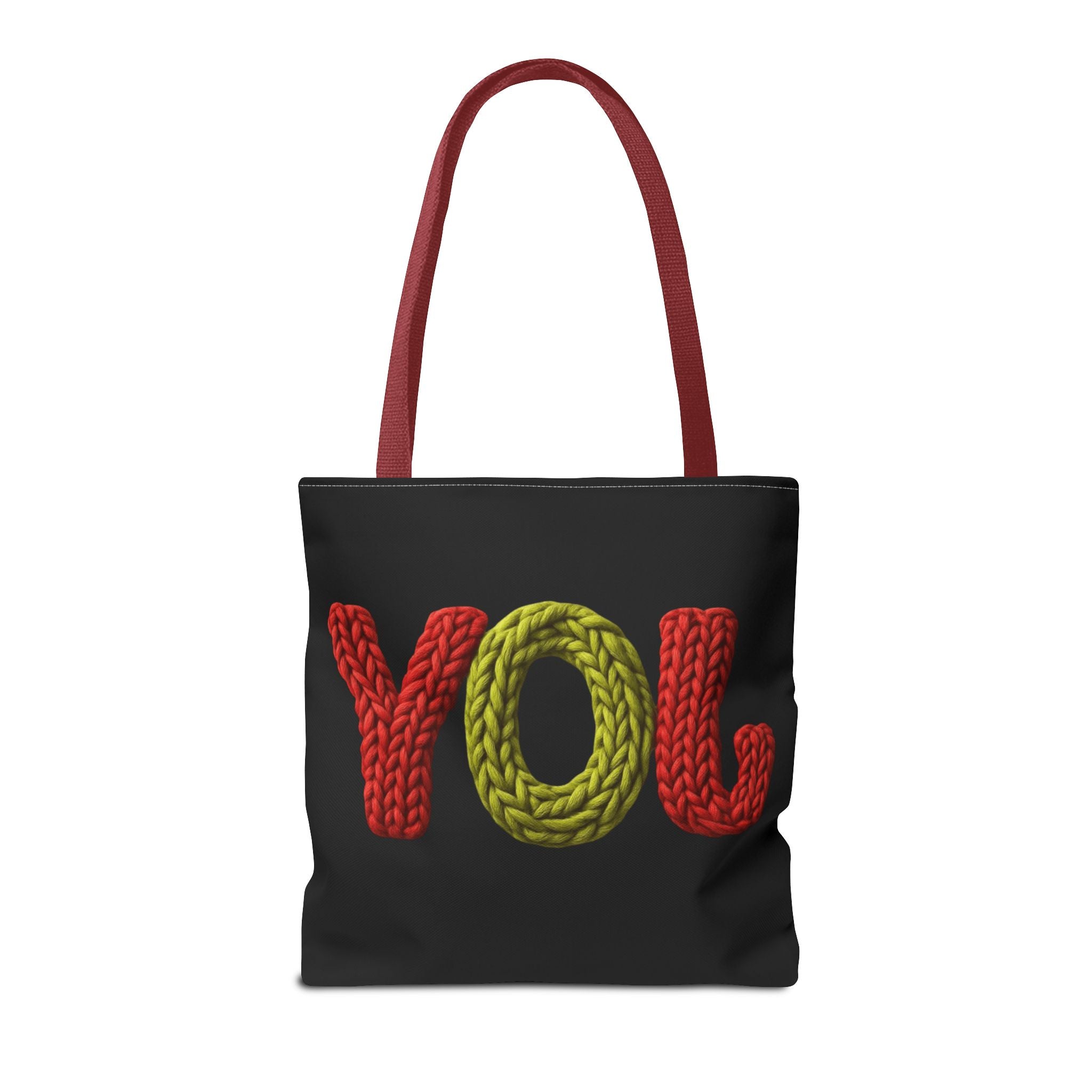Christmas Tote Bag  Festive Holiday DesigJoy Knit Tote Bag  Colorful 'JOY' Yarn Design, Cozy Holiday Gift Tote