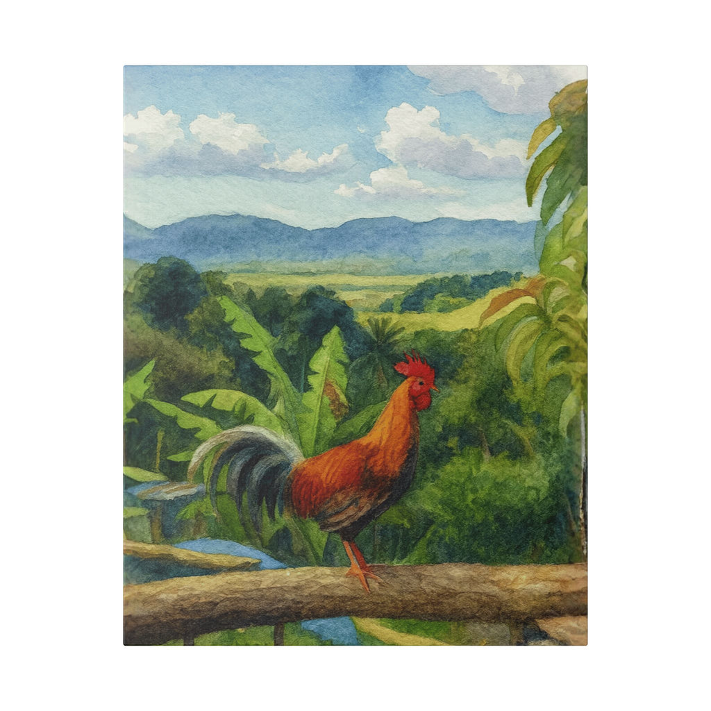 These Puerto Rico inspired Rooster Morning Landscape Canvas