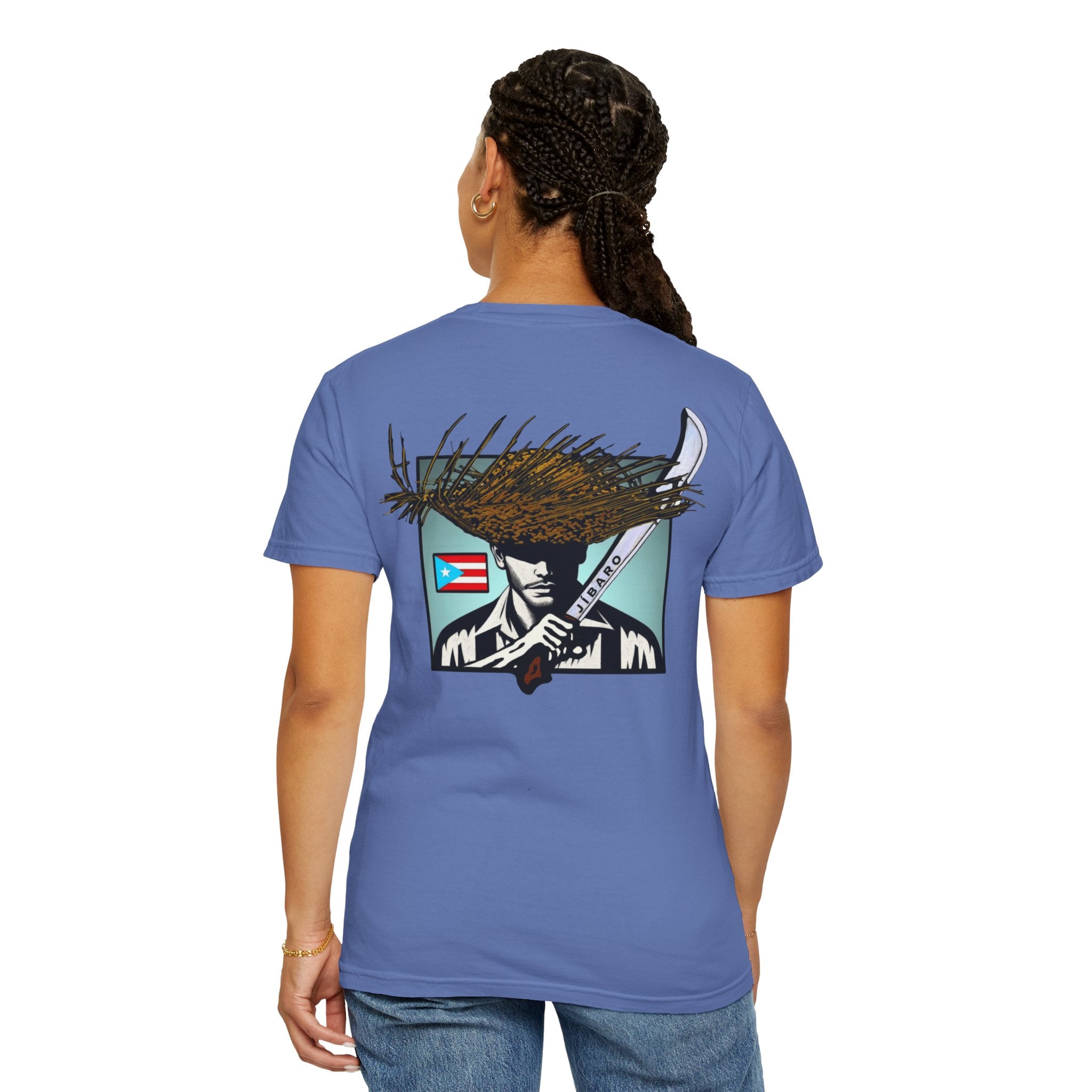 T-Shirt  "Jíbaro" Puerto Rican Heritage Tee (Back Machete  Sombrero de Paja Design) Puerto Rico’s Navidades