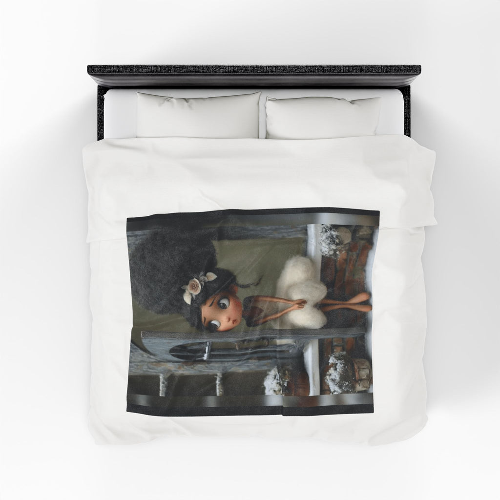 Cute Cozy Plush Blanket — Whimsical Ballerina Girl Velveteen Throw