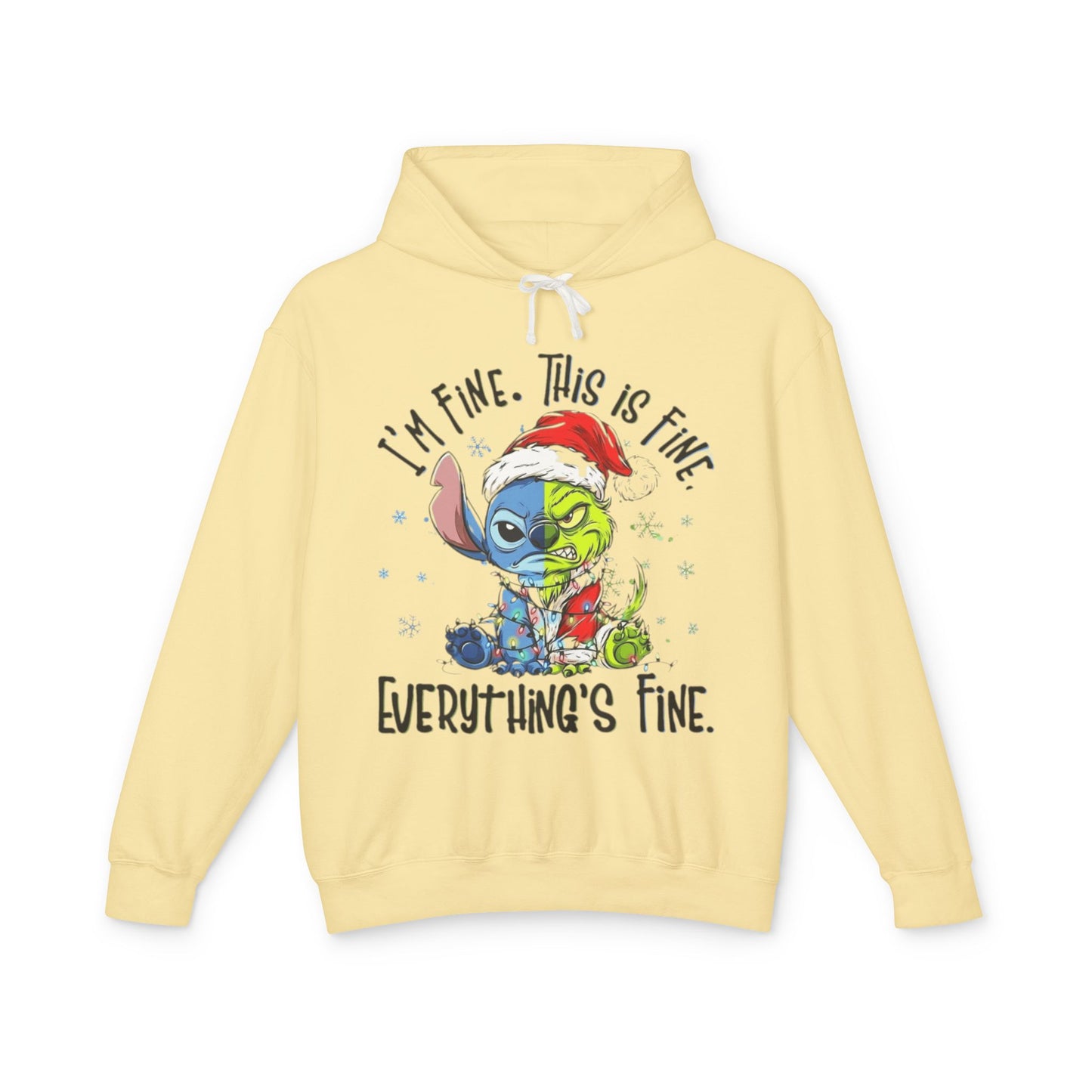 I'm Fine This Is Fine Hoodie  Funny Christmas Stitch Pullover Cartoon Christmas T-shirts and Sweaters