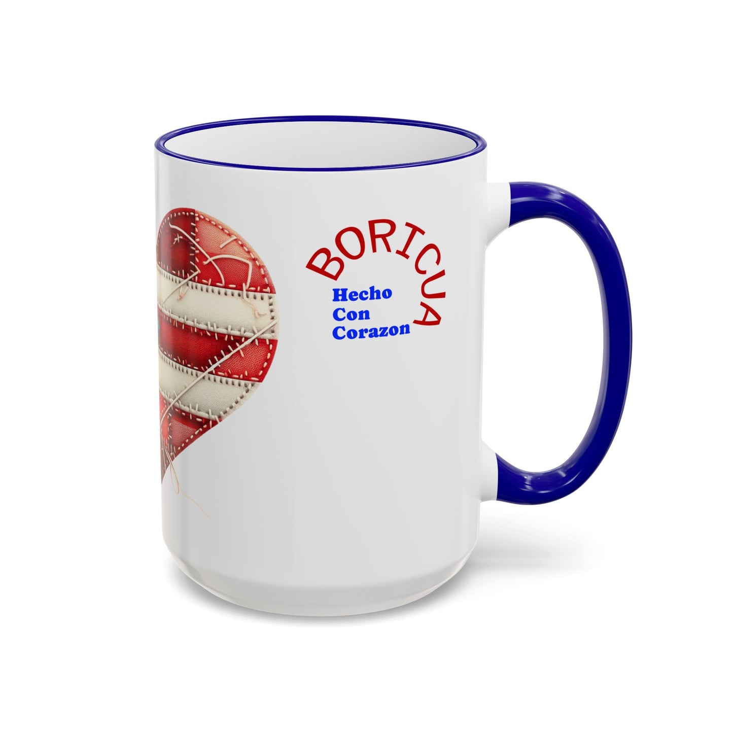 Puerto Rico Flag Heart Accent Rim Mug — Patriotic Coffee Cup (11oz/15oz)