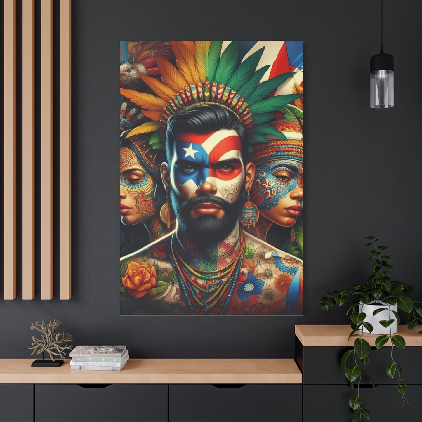 La Isla del Encanto Taíno Symbol Design Vibrant Cultural Art Canvas Print, Wall Decor, Home Decoration, Unique Artwork, Bohemian Style, Gift for Art Lovers