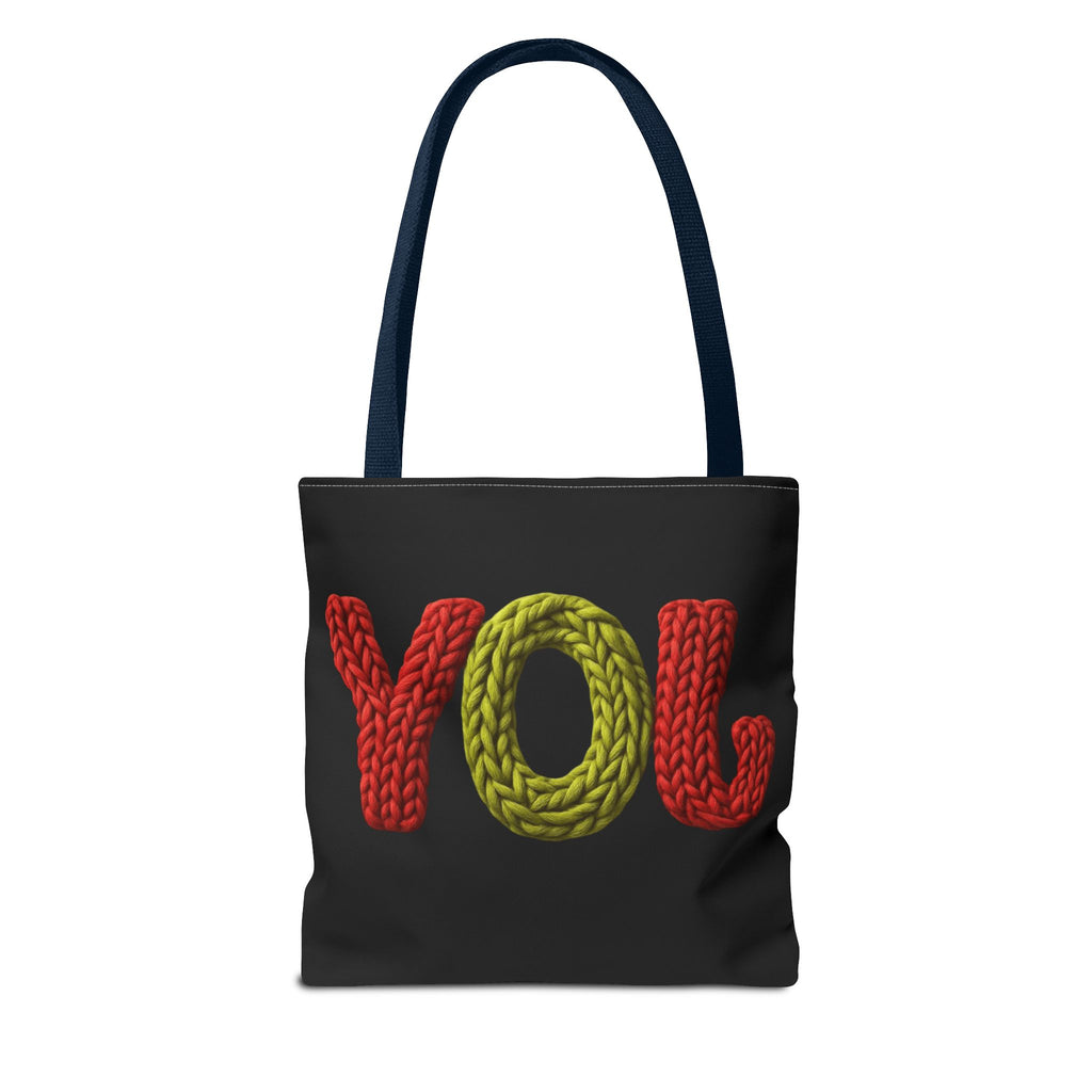 Christmas Tote Bag  Festive Holiday DesigJoy Knit Tote Bag  Colorful 'JOY' Yarn Design, Cozy Holiday Gift Tote