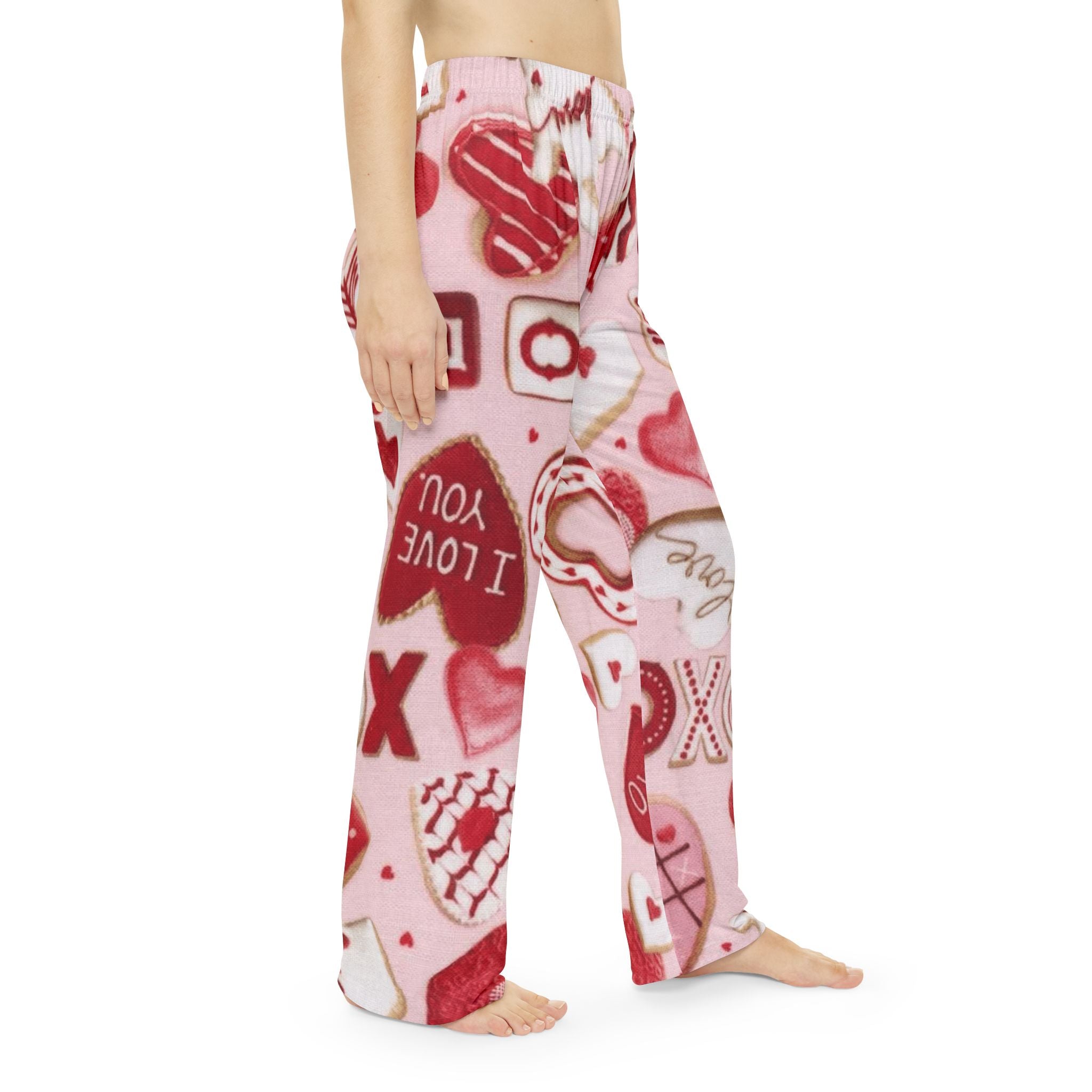 Valentine Heart Pattern Pajama Pants — Women's Cozy Pink Love Lounge Bottoms