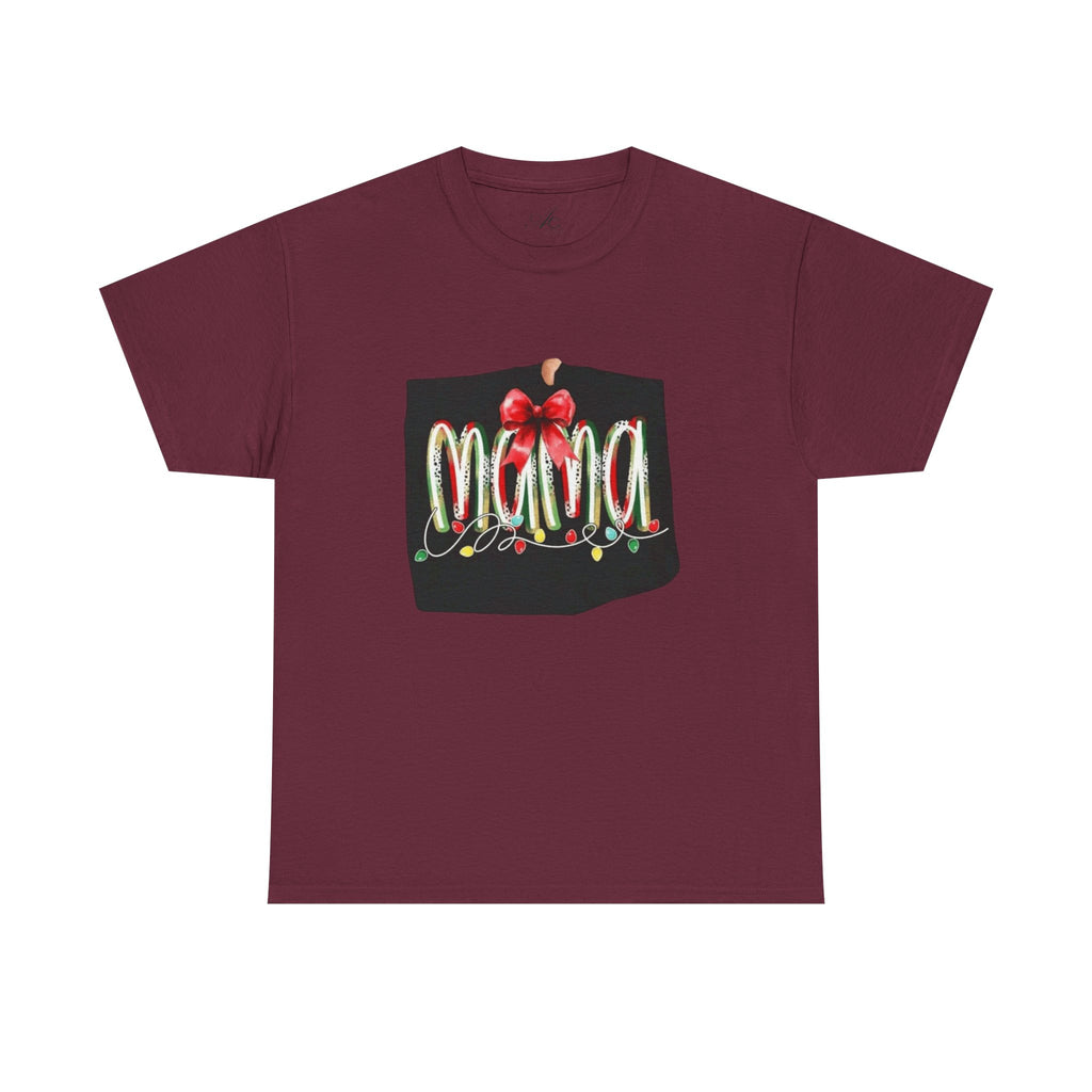 Festive Mama Tee, Cozy Holiday Shirt, Gift for Mom, Christmas T-Shirt, Unisex Cotton Tee