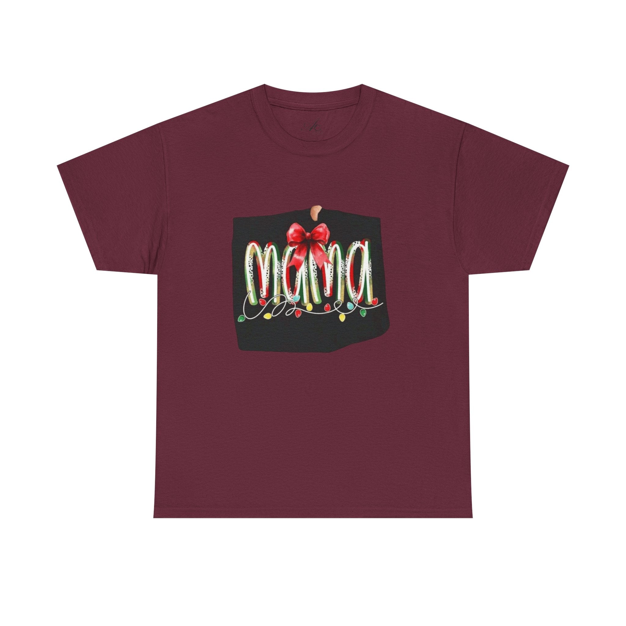Festive Mama Tee, Cozy Holiday Shirt, Gift for Mom, Christmas T-Shirt, Unisex Cotton Tee